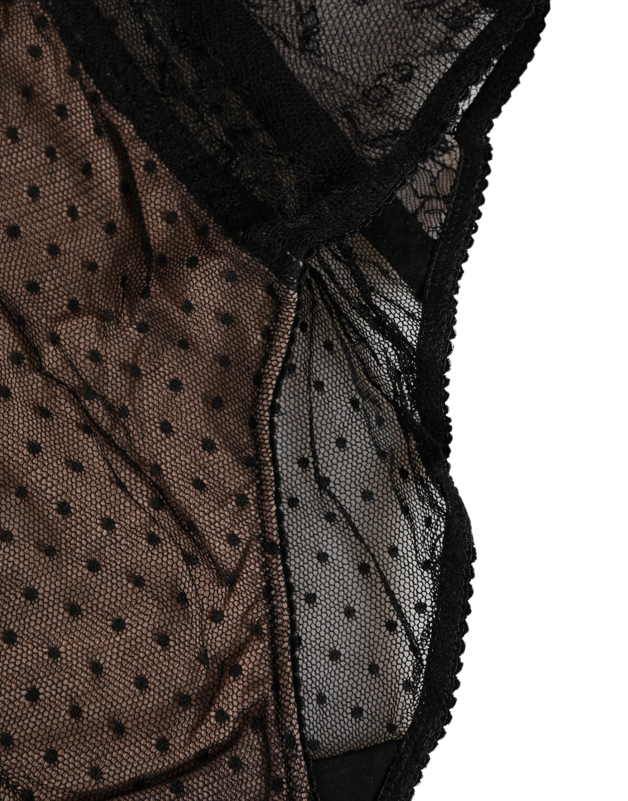 Dolce & Gabbana Black Sheer Polka Dot Lace High Waist Brief Underwear Dolce & Gabbana