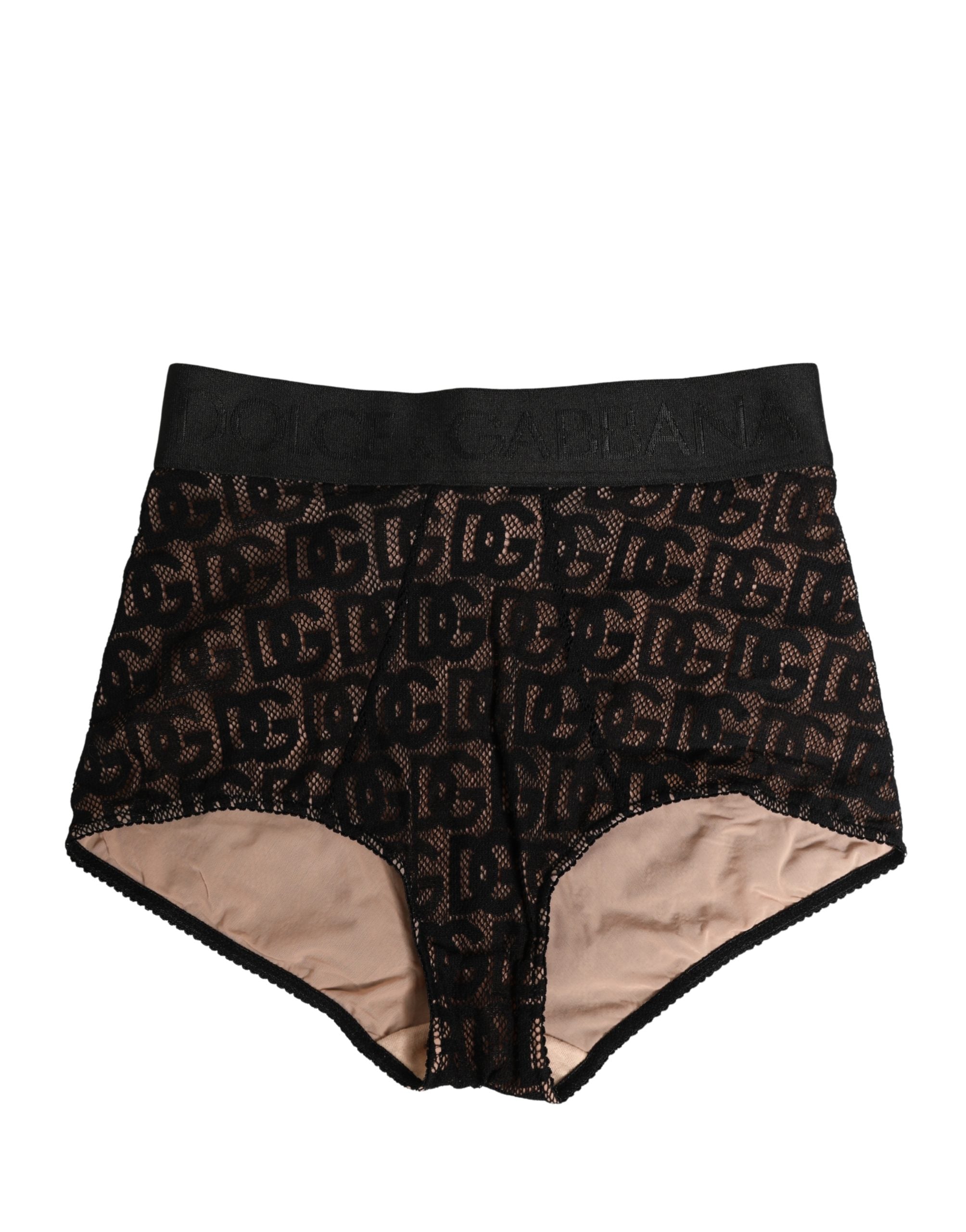 Dolce & Gabbana Black Cotton DG Logo High Waist Girdle Underwear Dolce & Gabbana