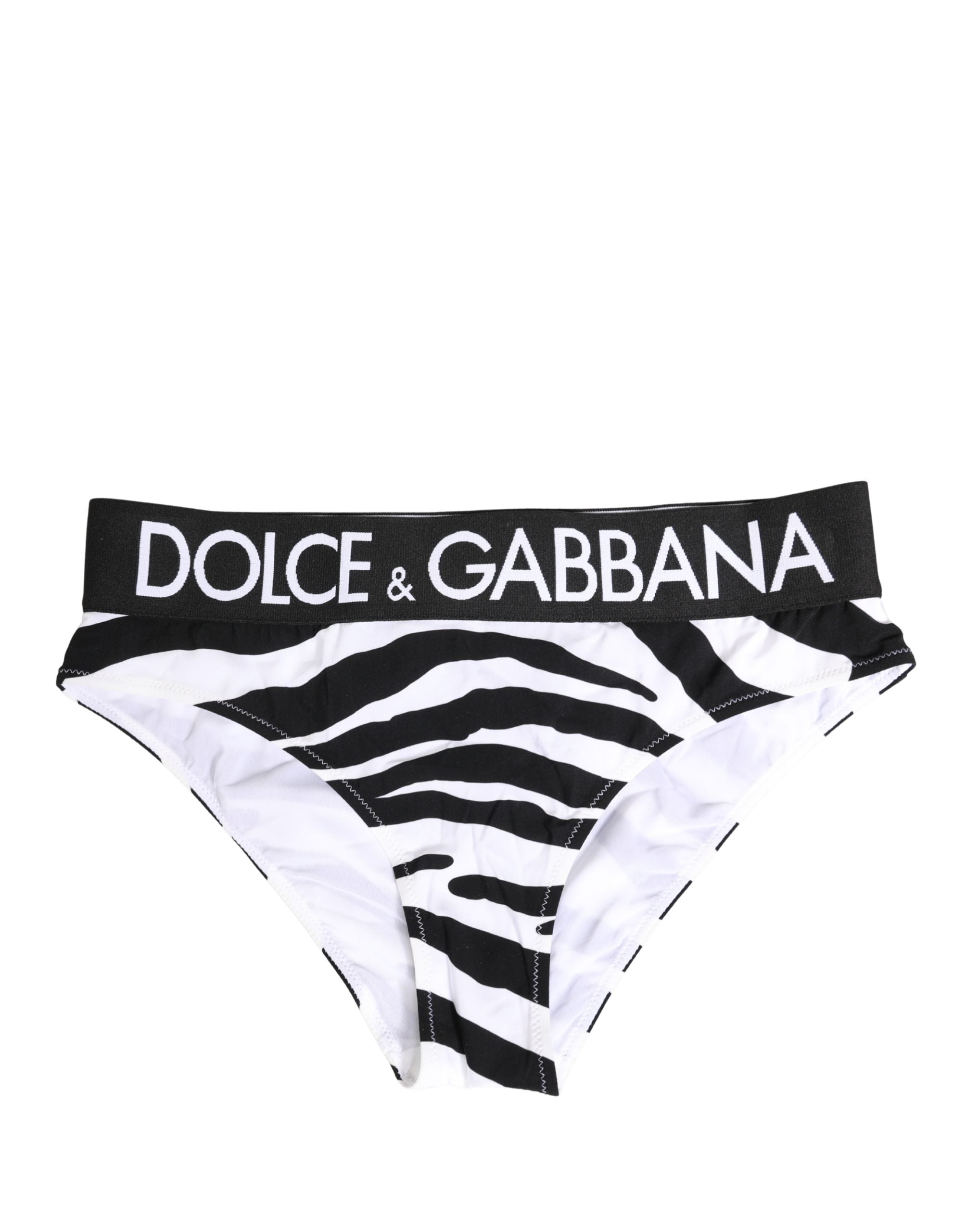 Dolce & Gabbana Black White Zebra Print Brief Panty Underwear Dolce & Gabbana
