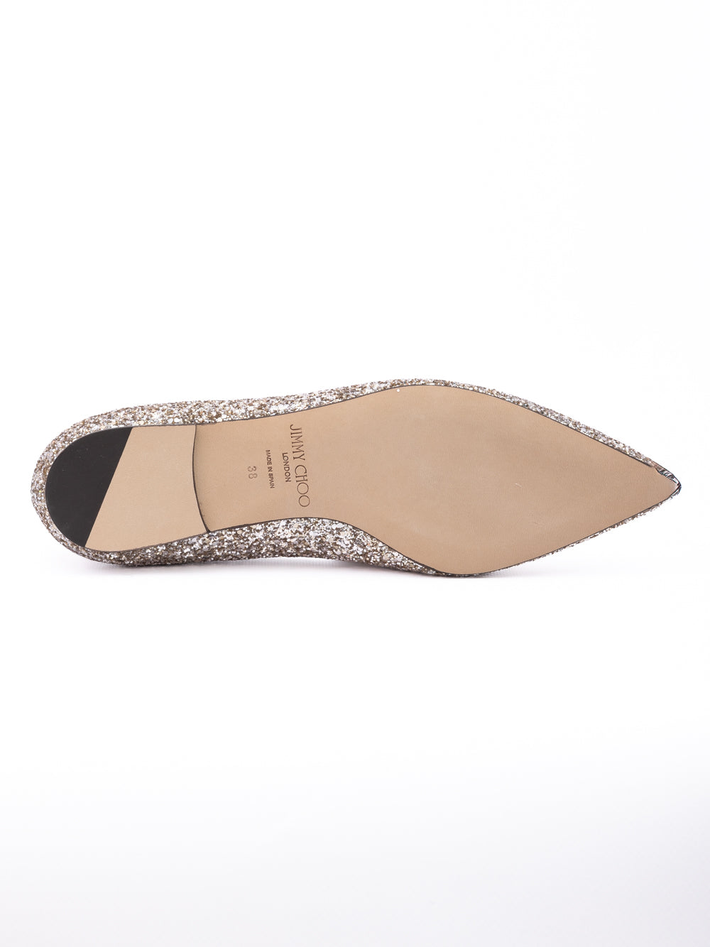 Jimmy Choo Rose Gold Glitter Fabric Alina Ballet Flat Jimmy Choo