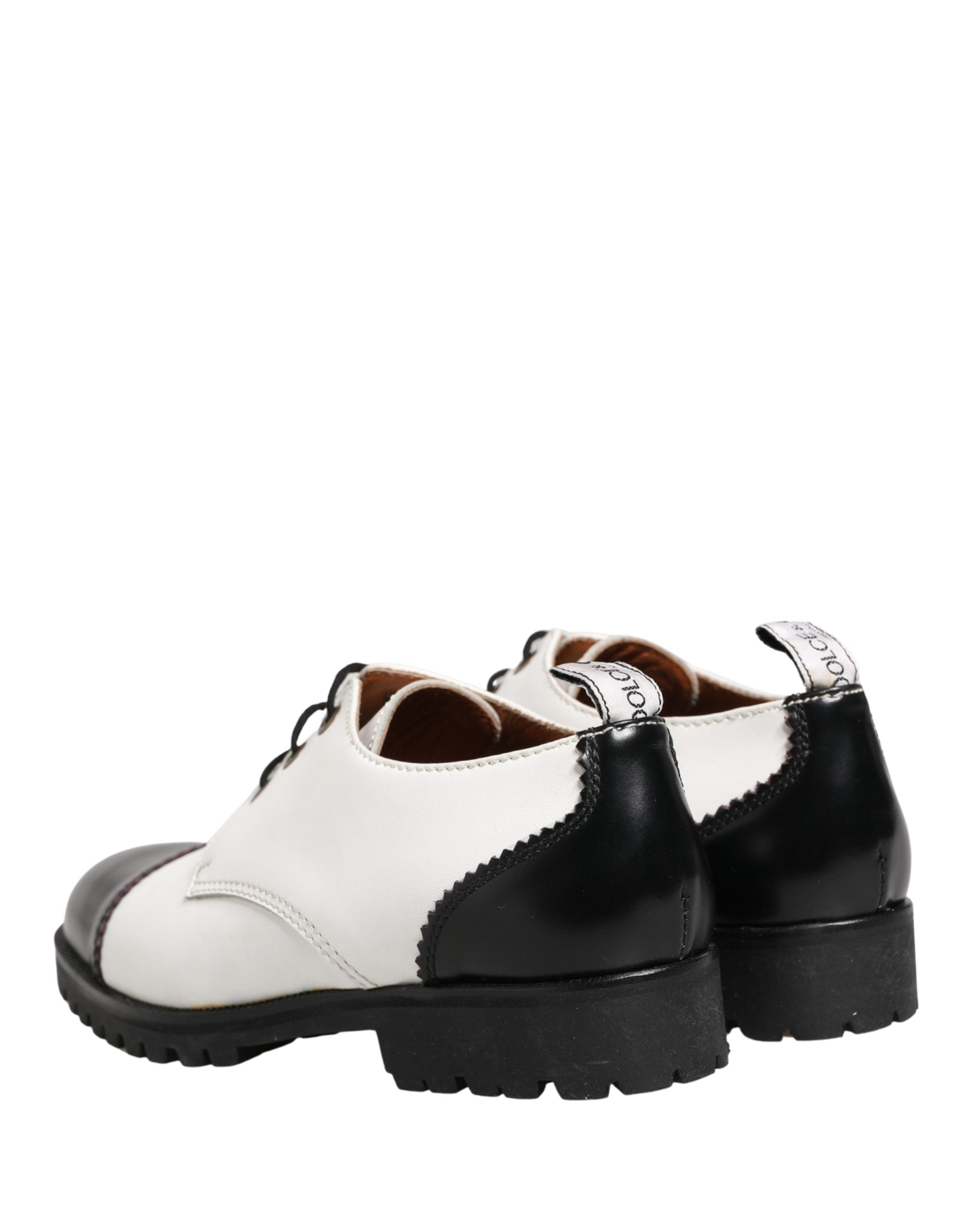 Cesare Paciotti Black White Leather Derby Shoes Cesare Paciotti