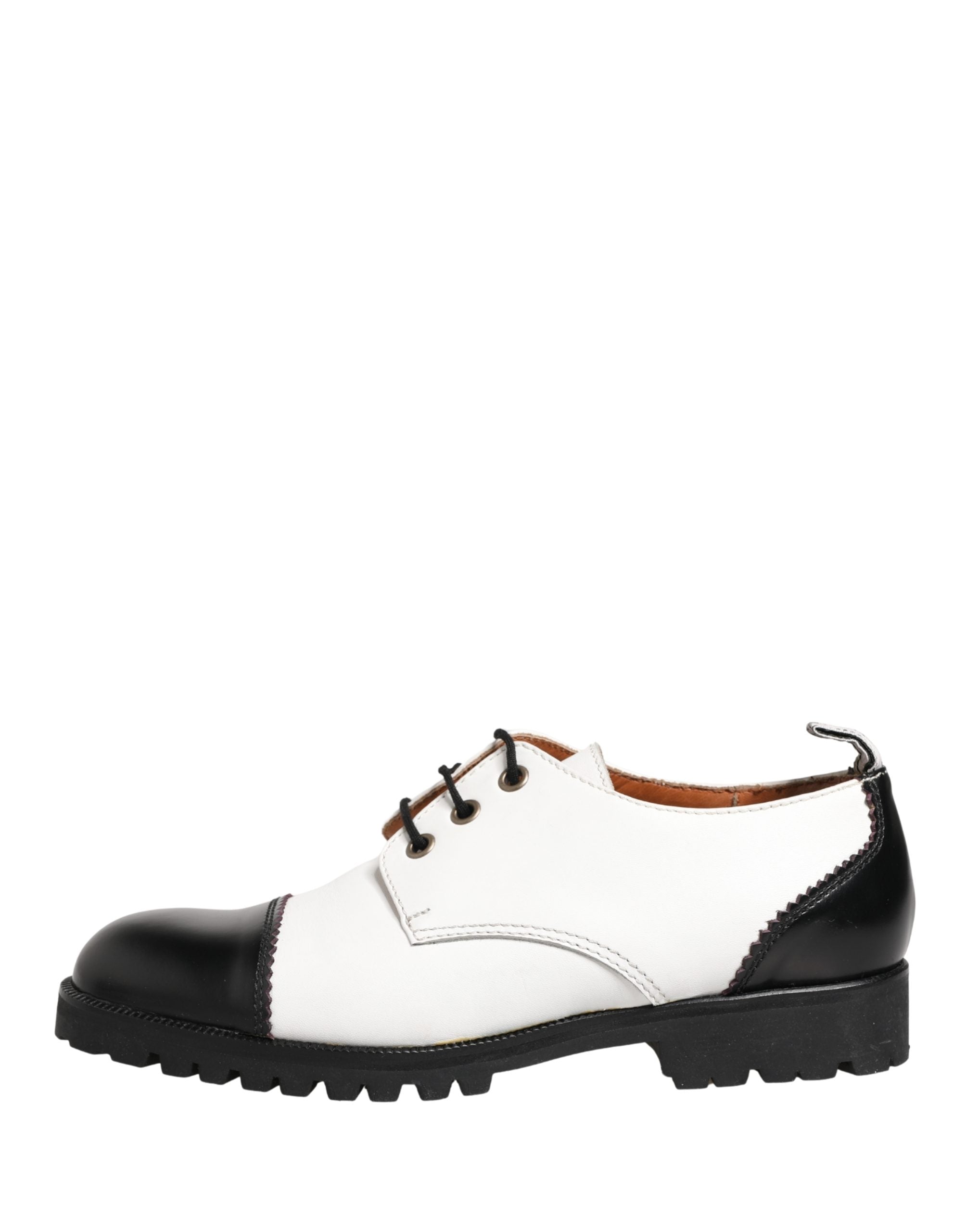 Cesare Paciotti Black White Leather Derby Shoes Cesare Paciotti
