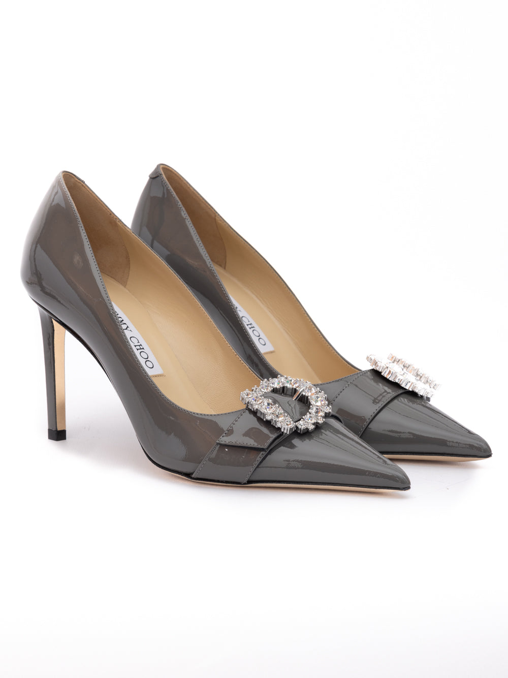 Jimmy Choo Storm Grey Patent Leather Chery 85 Pumps Jimmy Choo