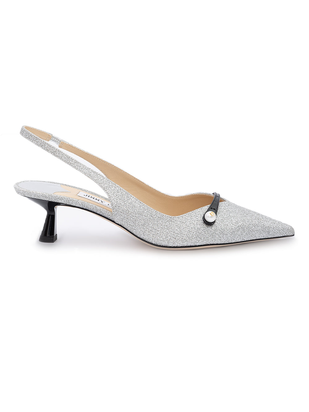 Jimmy Choo Silver Fine Glitter Amita 45 Slingback Pumps Jimmy Choo