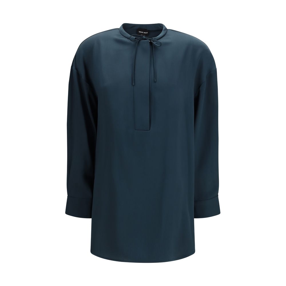 Giorgio Armani Blue Silk Blouse Giorgio Armani