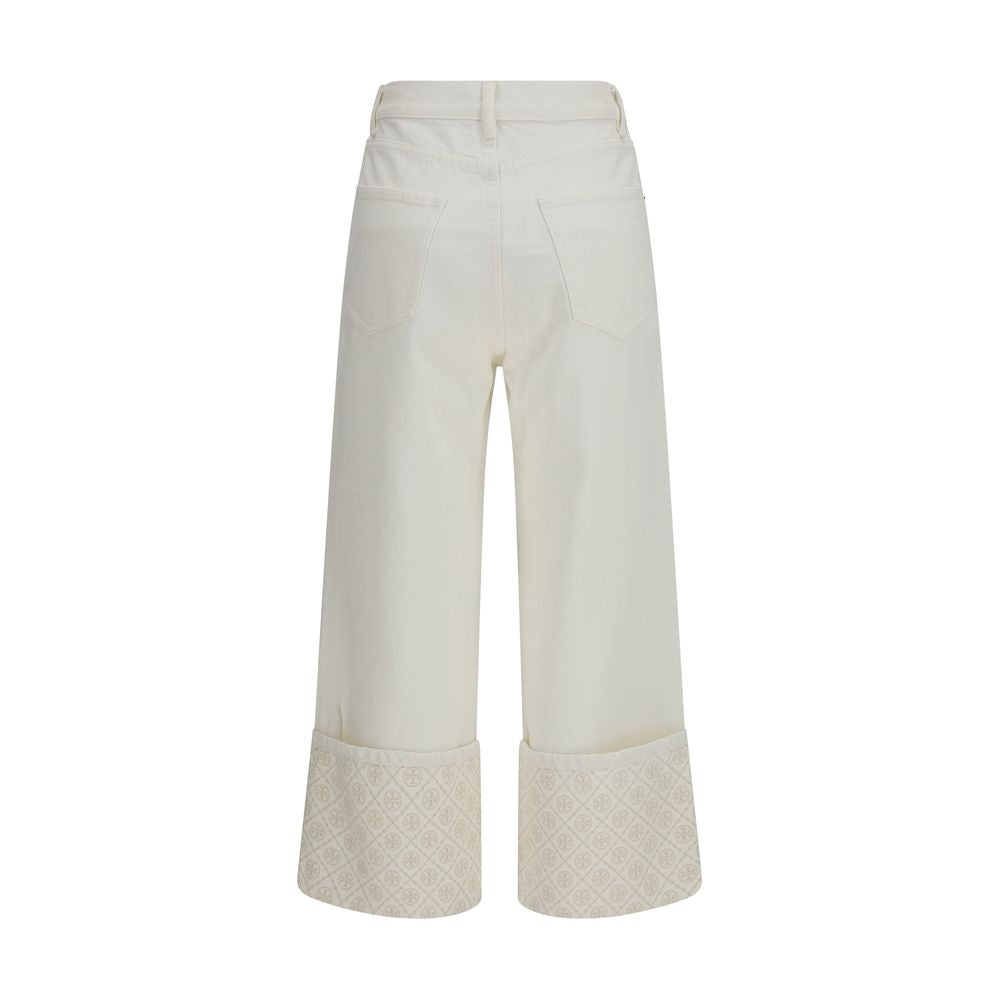 Tory Burch White Cotton Straight-Leg Jeans Tory Burch