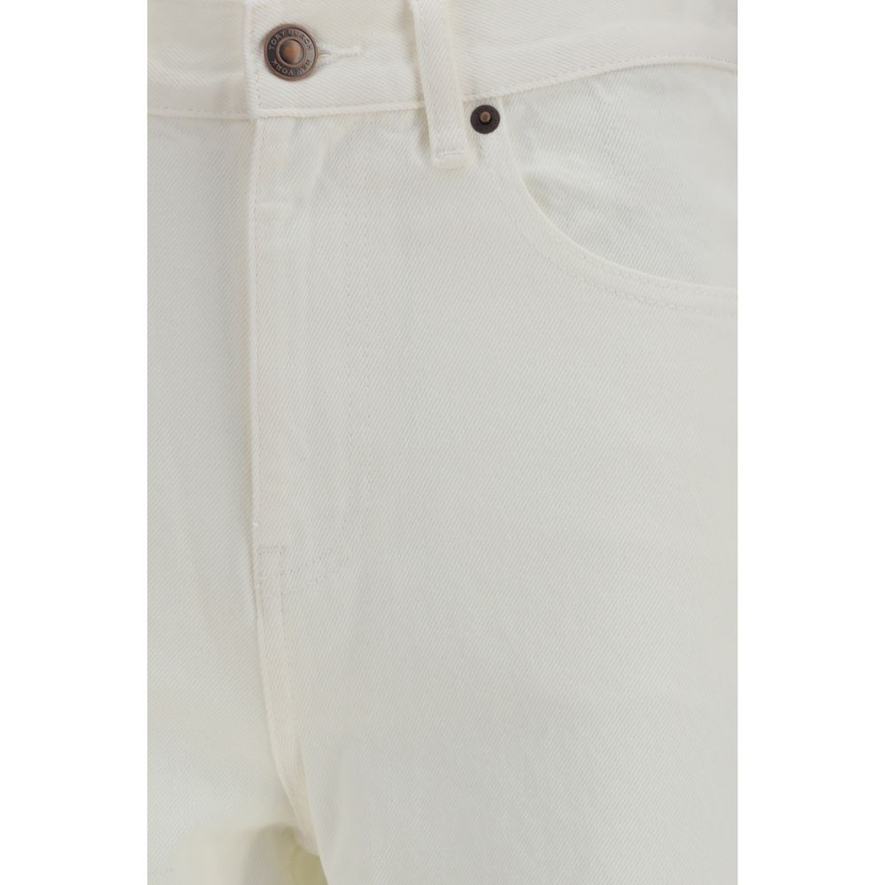 Tory Burch White Cotton Straight-Leg Jeans Tory Burch