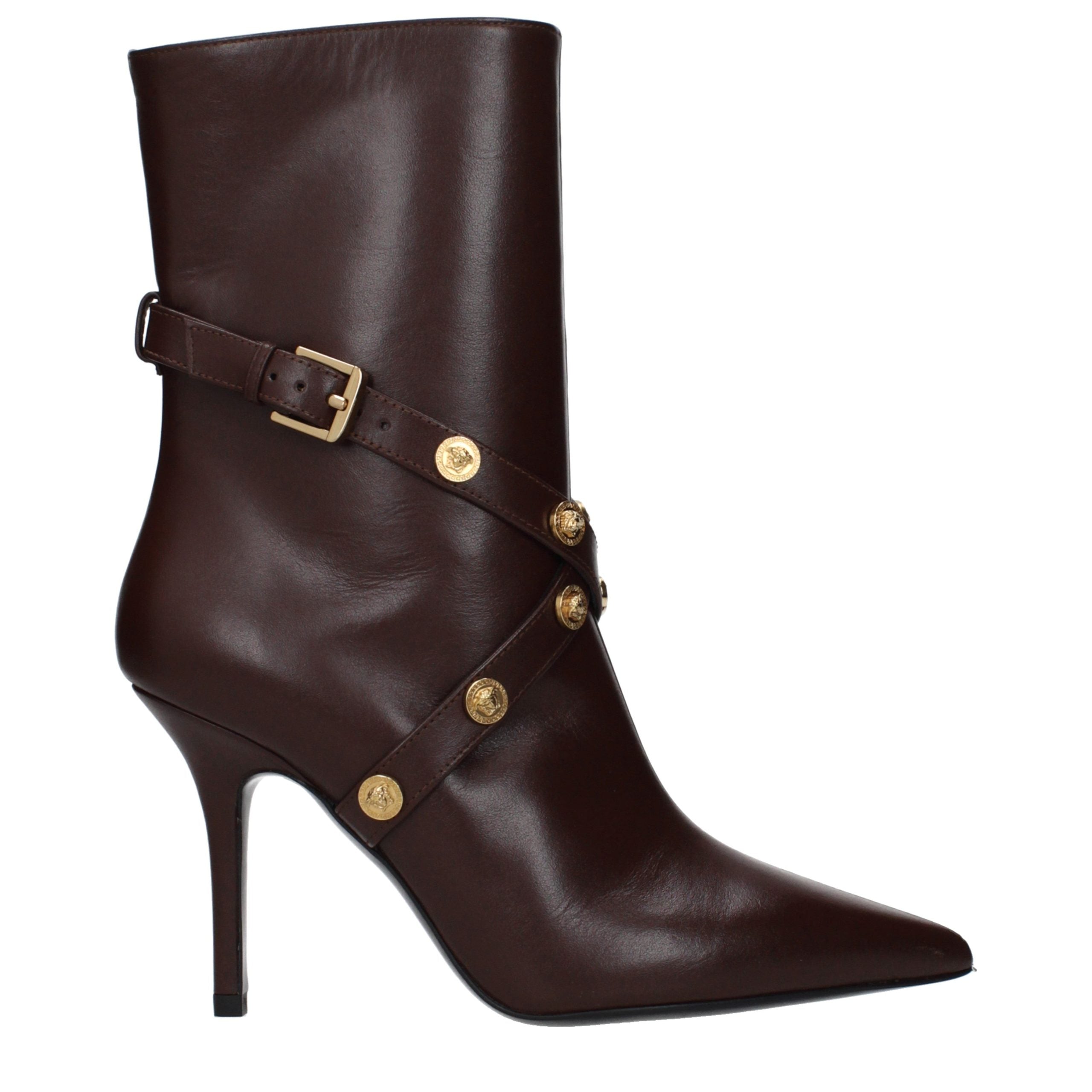 Versace Brown Leather Ankle Boots Versace