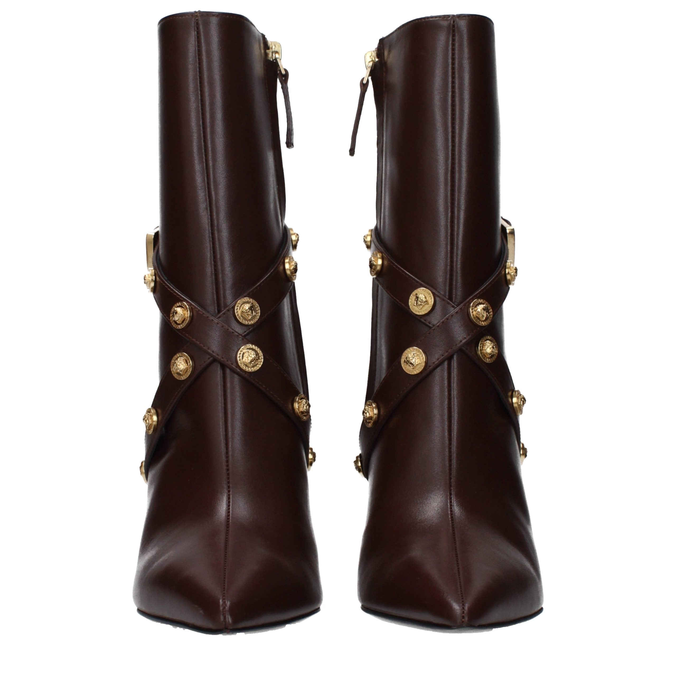 Versace Brown Leather Ankle Boots Versace