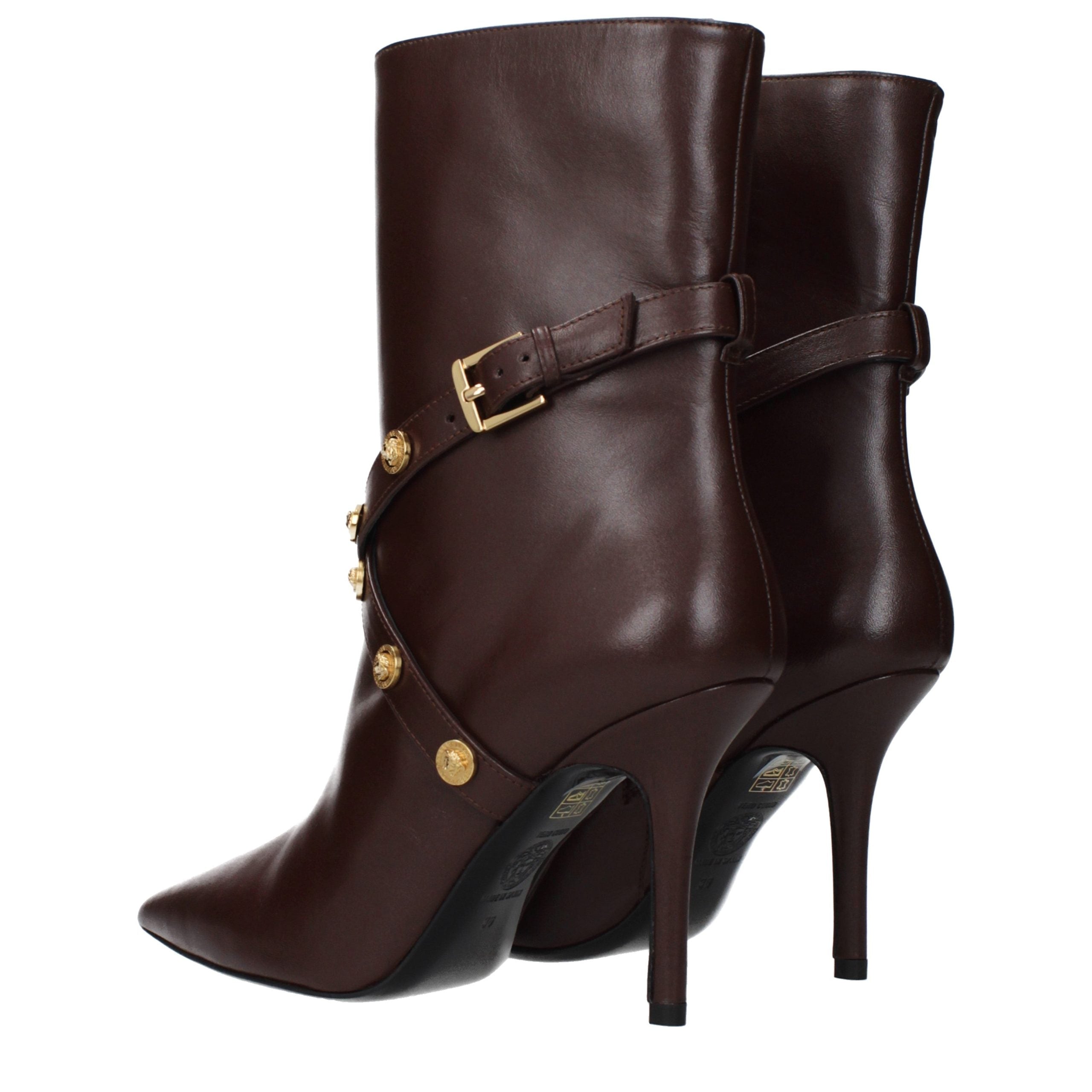 Versace Brown Leather Ankle Boots Versace