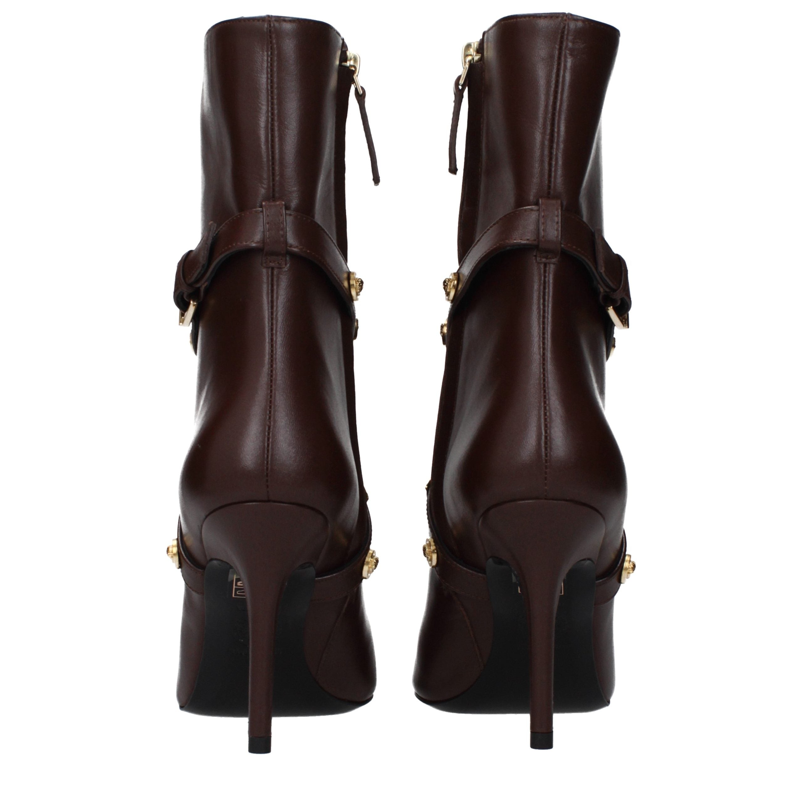 Versace Brown Leather Ankle Boots Versace