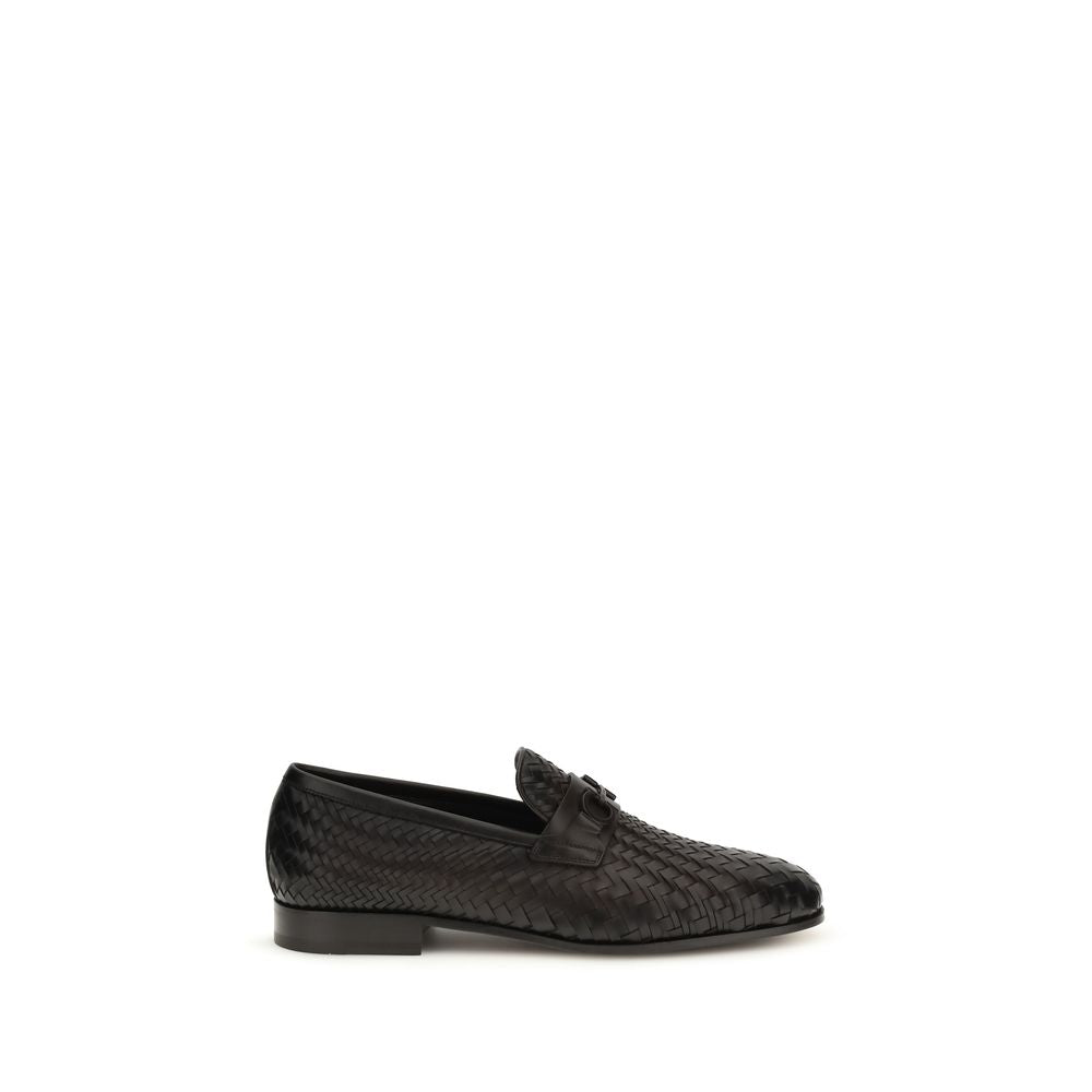 Ferragamo Brown Calf Leather Bos Taurus Slip-On Loafers Ferragamo