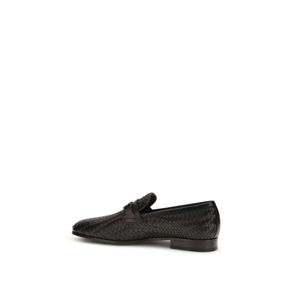 Ferragamo Brown Calf Leather Bos Taurus Slip-On Loafers Ferragamo