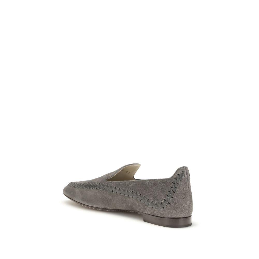 Giorgio Armani Gray Calf Leather Bos Taurus Slip-On Loafers Giorgio Armani