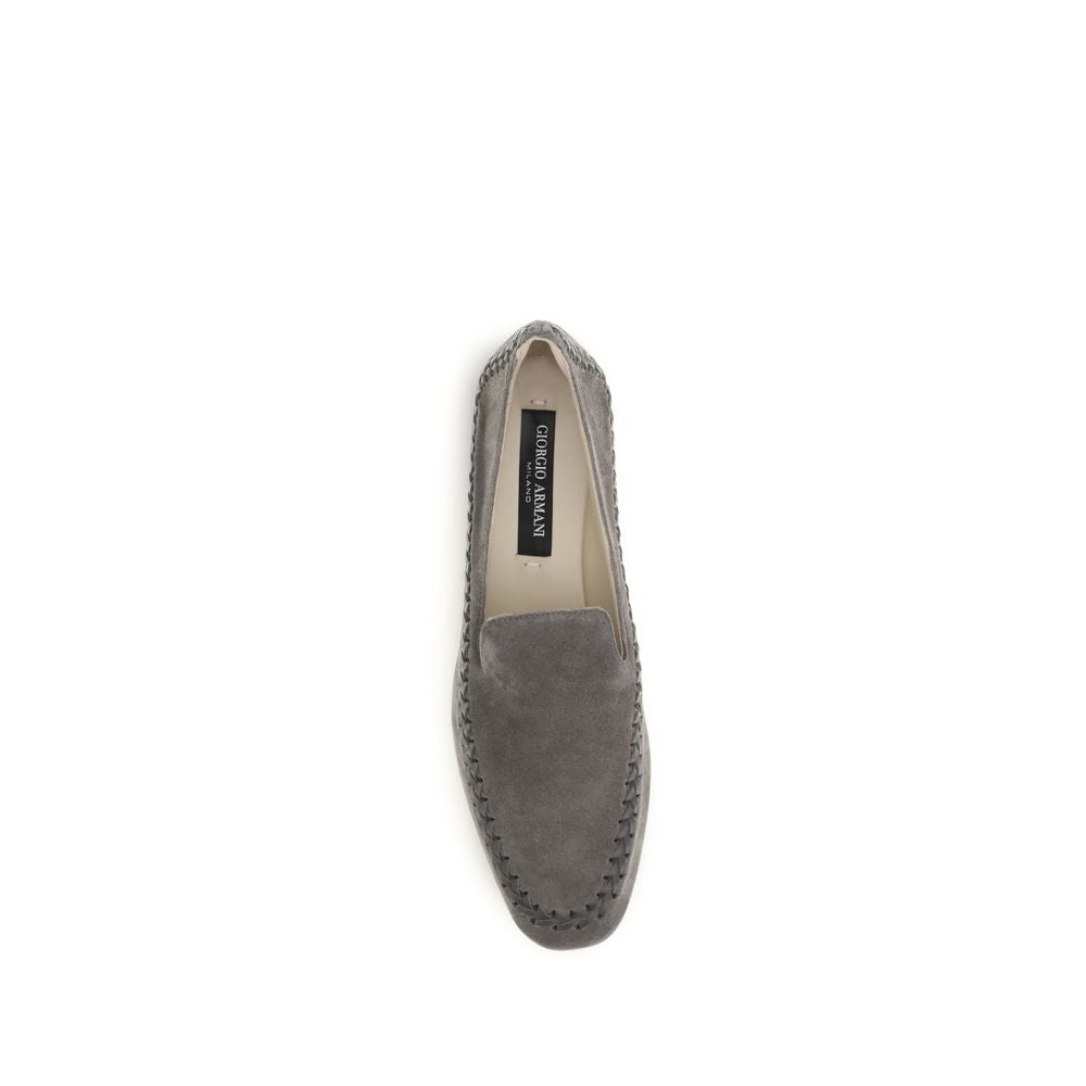 Giorgio Armani Gray Calf Leather Bos Taurus Slip-On Loafers Giorgio Armani