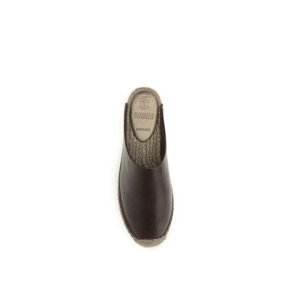Brunello Cucinelli Brown Calf Leather Bos Taurus Espadrilles Brunello Cucinelli
