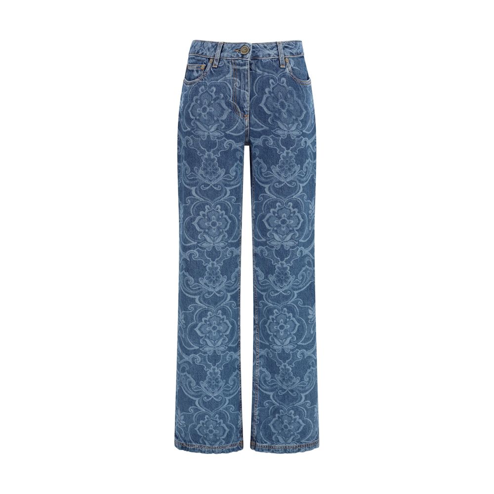 Etro Blue Cotton Flared Jeans Etro