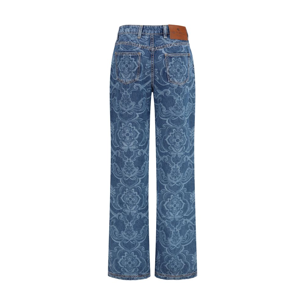 Etro Blue Cotton Flared Jeans Etro
