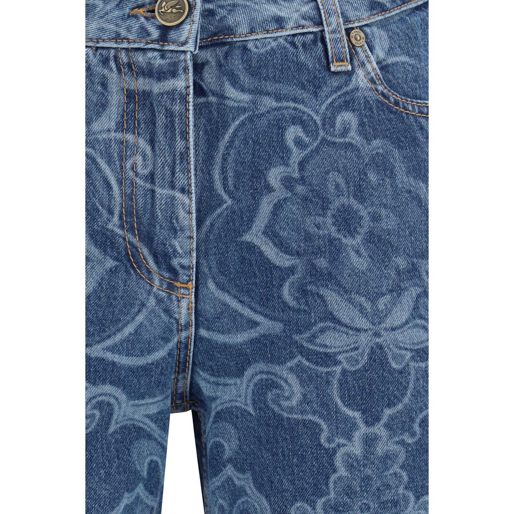 Etro Blue Cotton Flared Jeans Etro