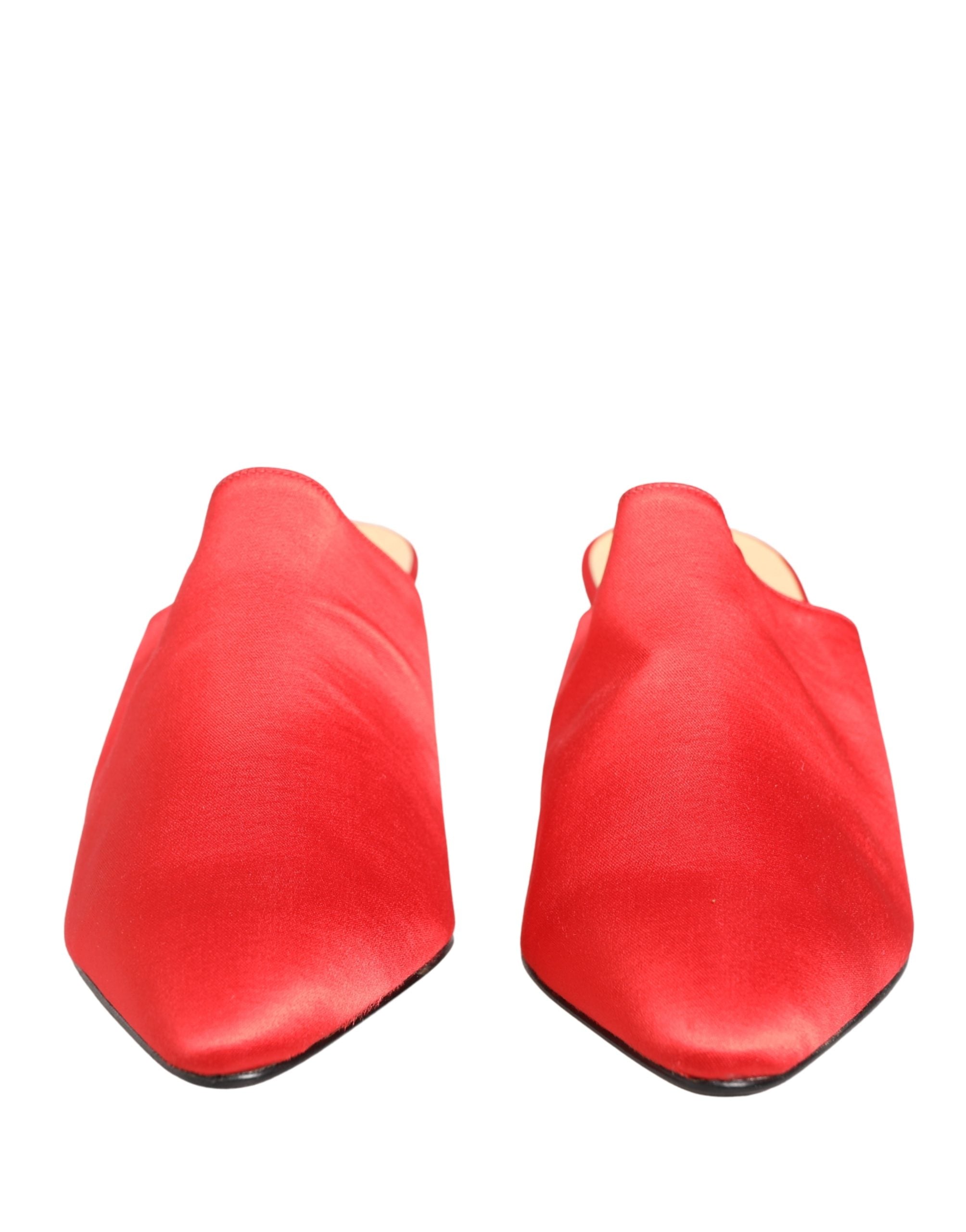 Dolce & Gabbana Red Suede Heel Mule Shoes Dolce & Gabbana