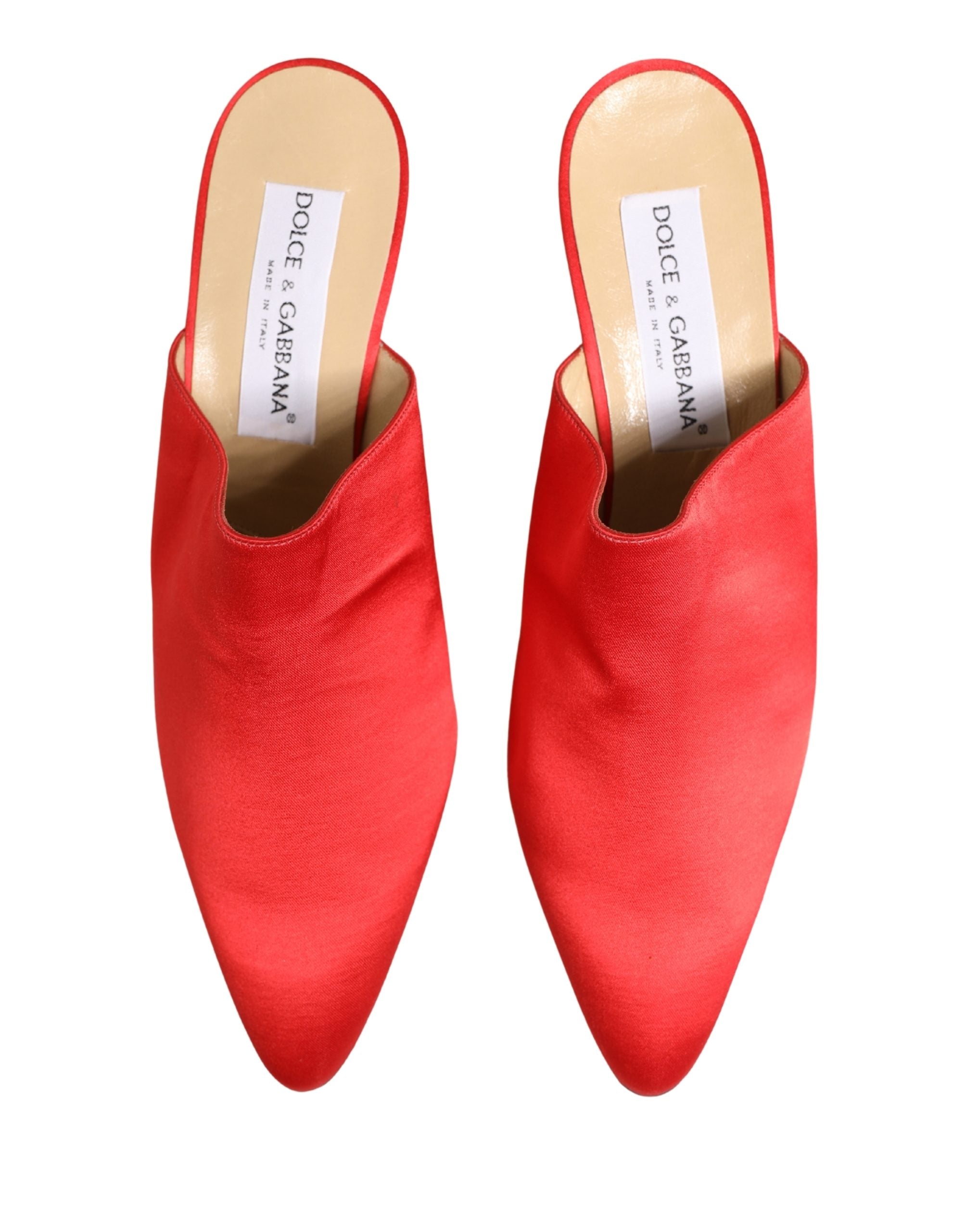 Dolce & Gabbana Red Suede Heel Mule Shoes Dolce & Gabbana