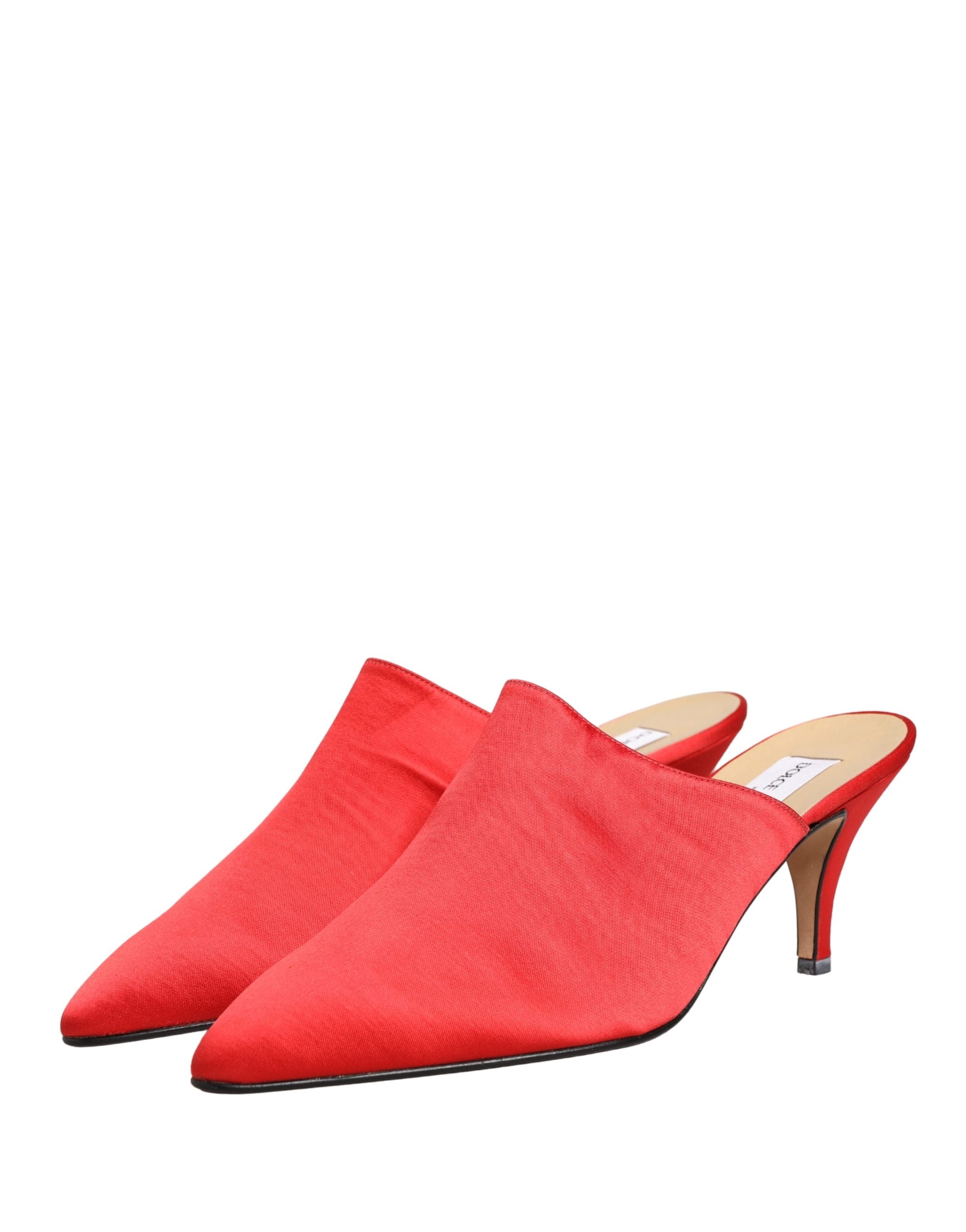 Dolce & Gabbana Red Suede Heel Mule Shoes Dolce & Gabbana