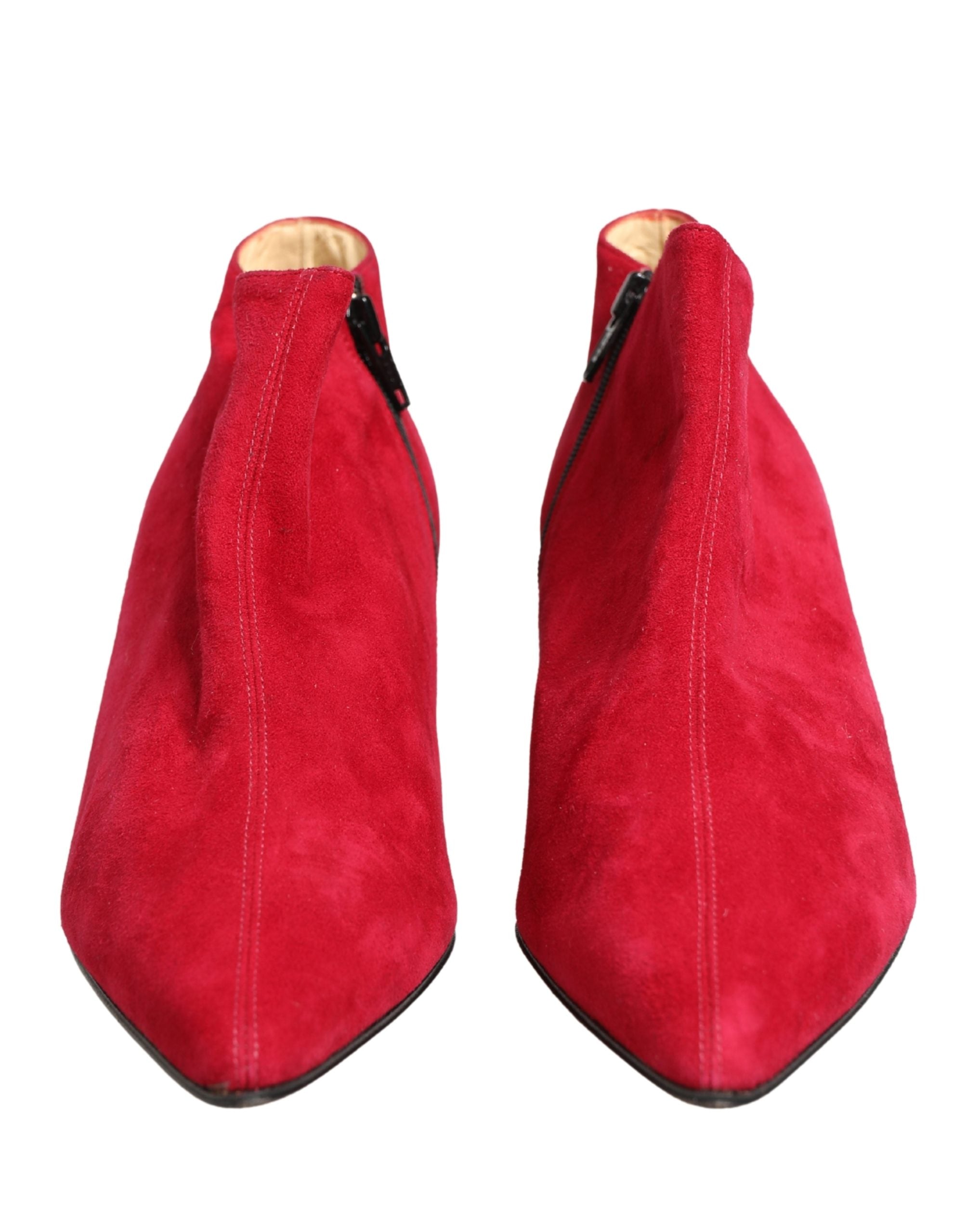 Dolce & Gabbana Red Suede Ankle Boots Shoes Dolce & Gabbana