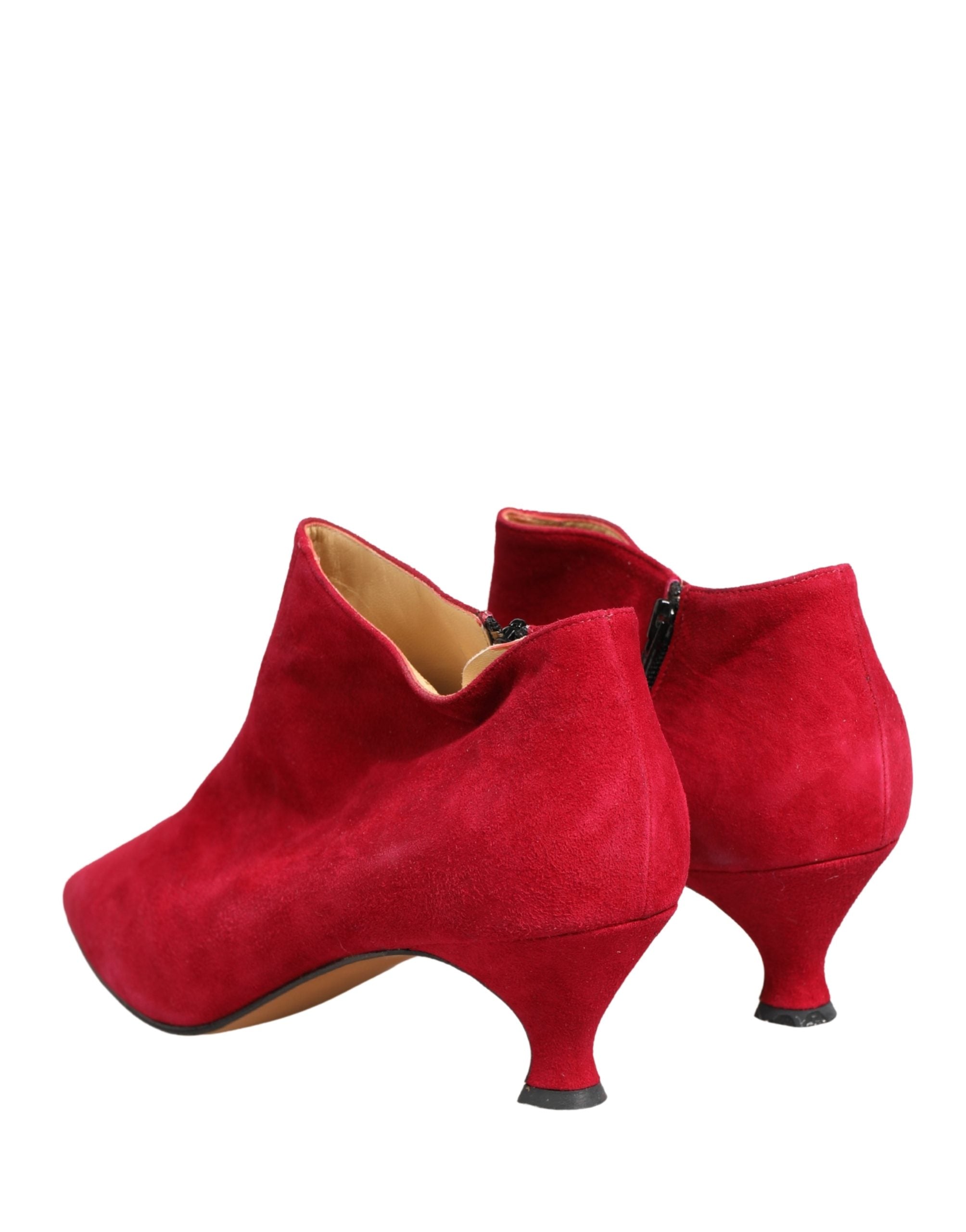Dolce & Gabbana Red Suede Ankle Boots Shoes Dolce & Gabbana
