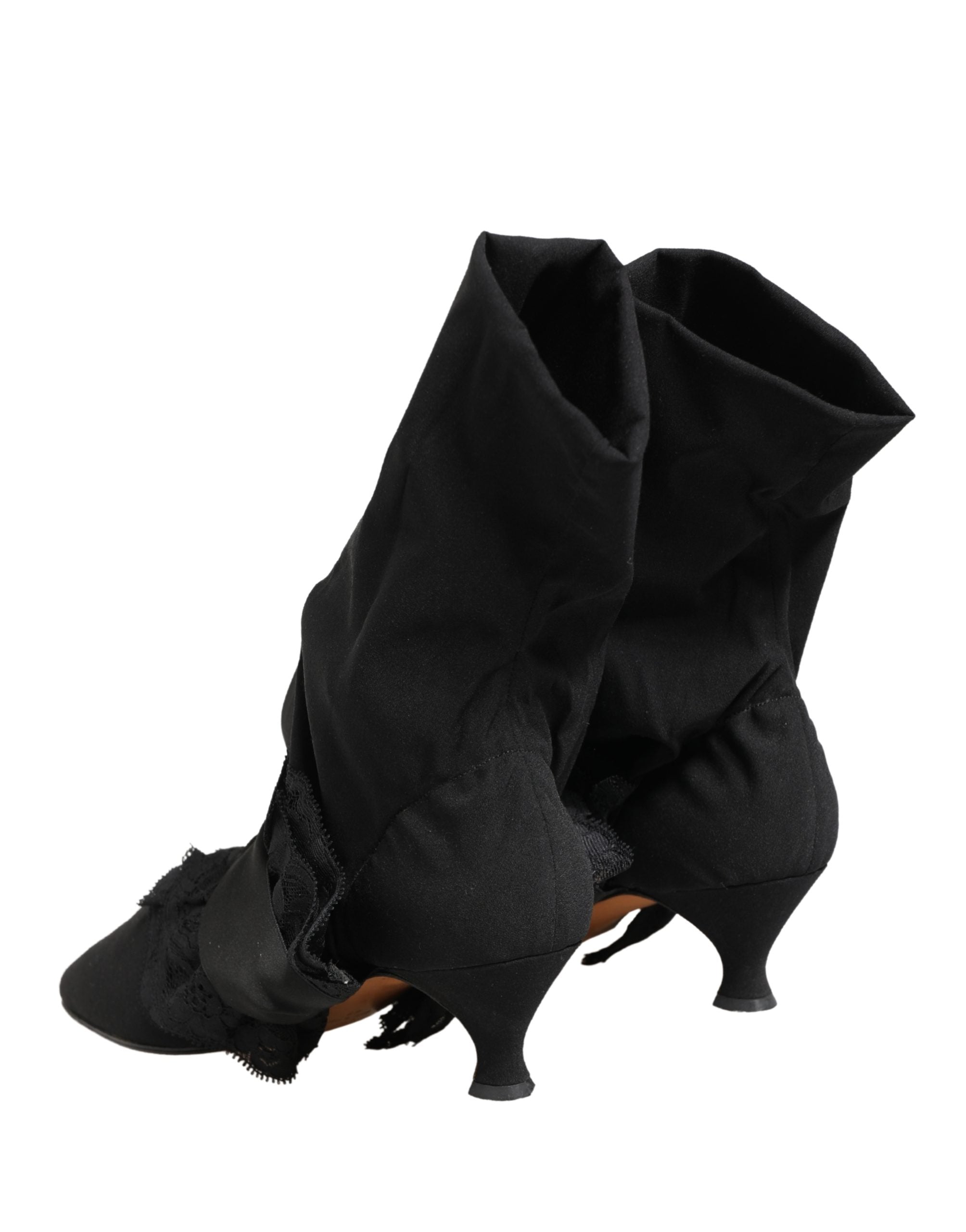 Dolce & Gabbana Black Suede Mid Calf Boots Shoes Dolce & Gabbana