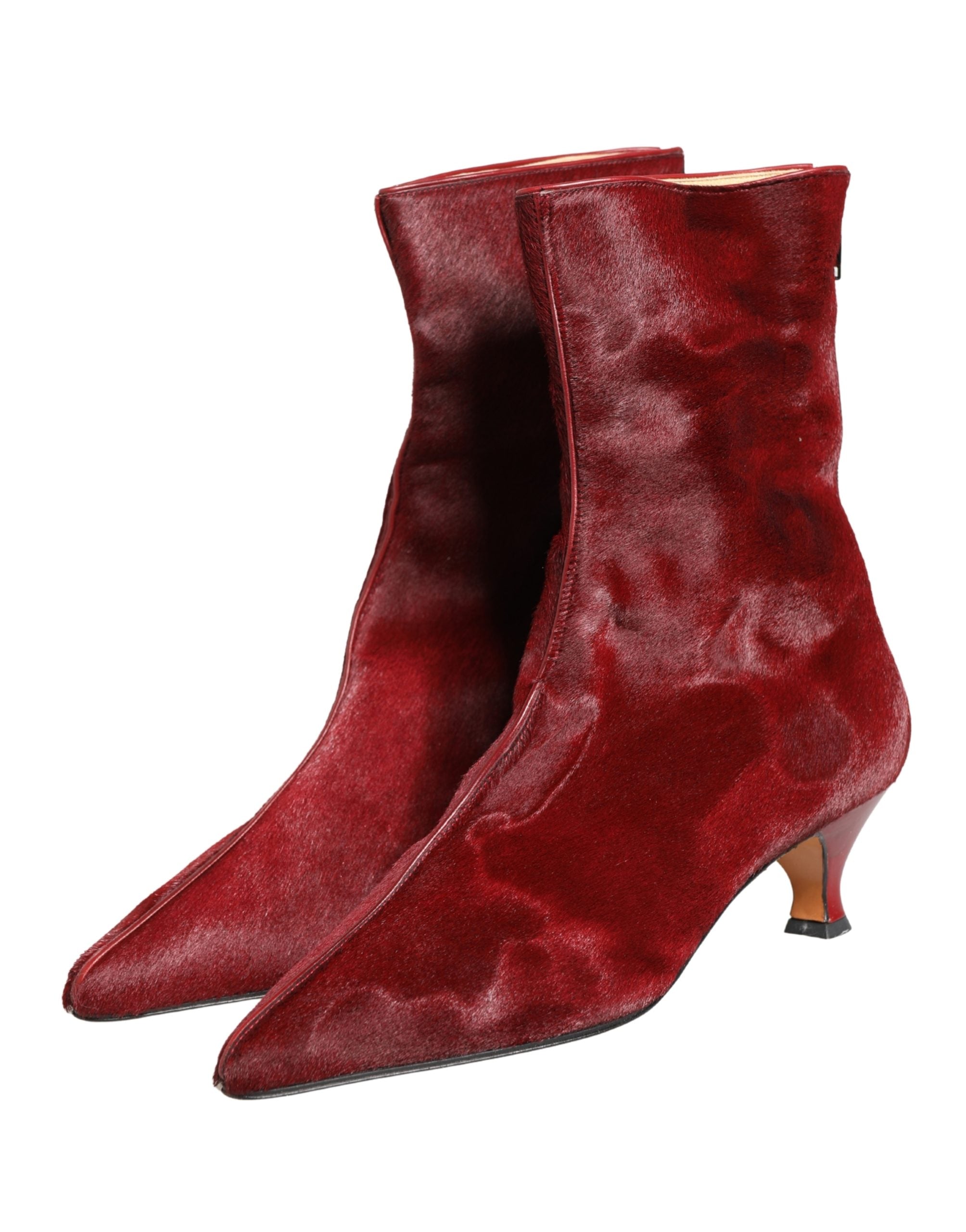 Dolce & Gabbana Burgundy Mid Calf Boots Shoes Dolce & Gabbana