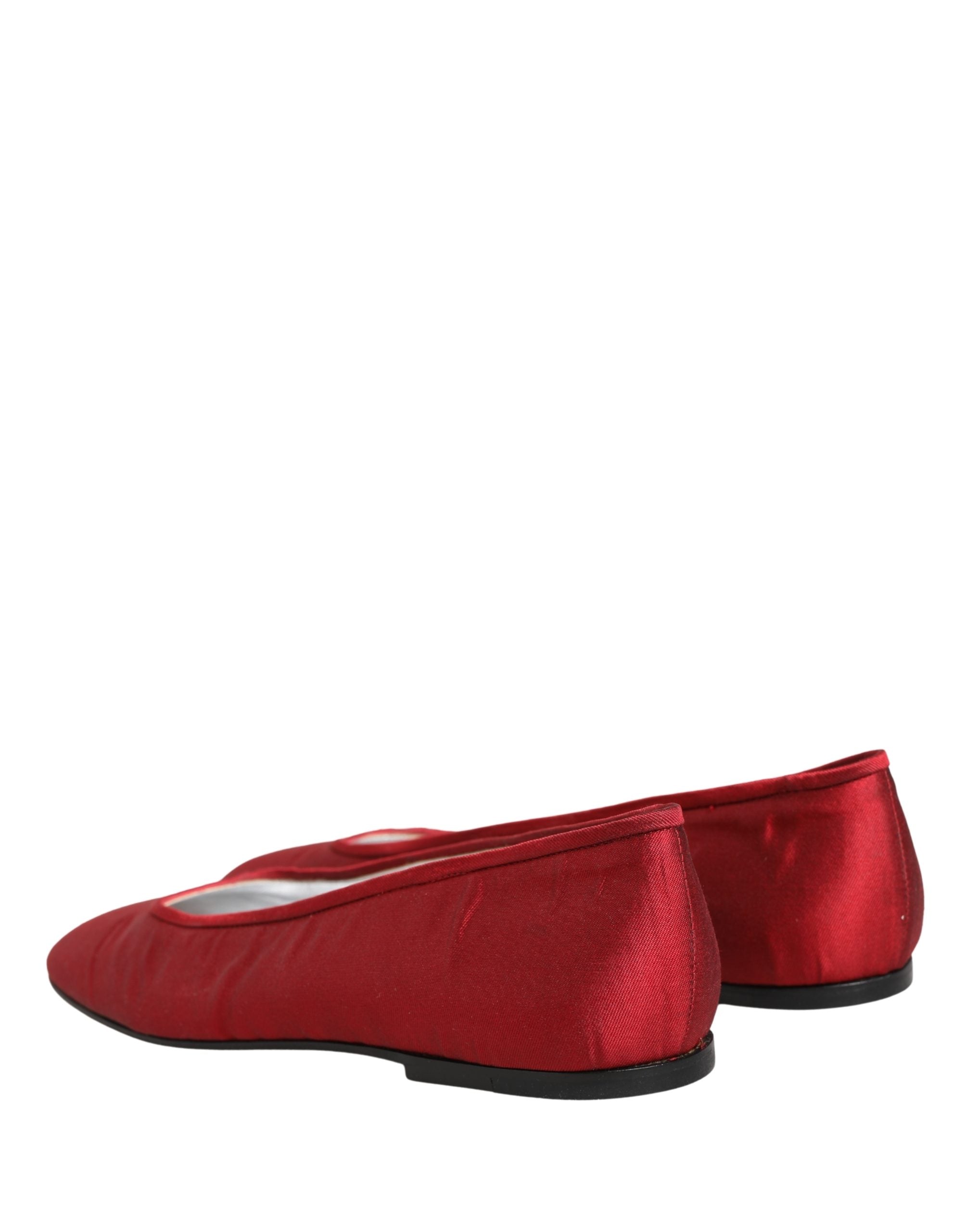 Dolce & Gabbana Red Satin Fabric Ballet Slip On Flats Shoes Dolce & Gabbana