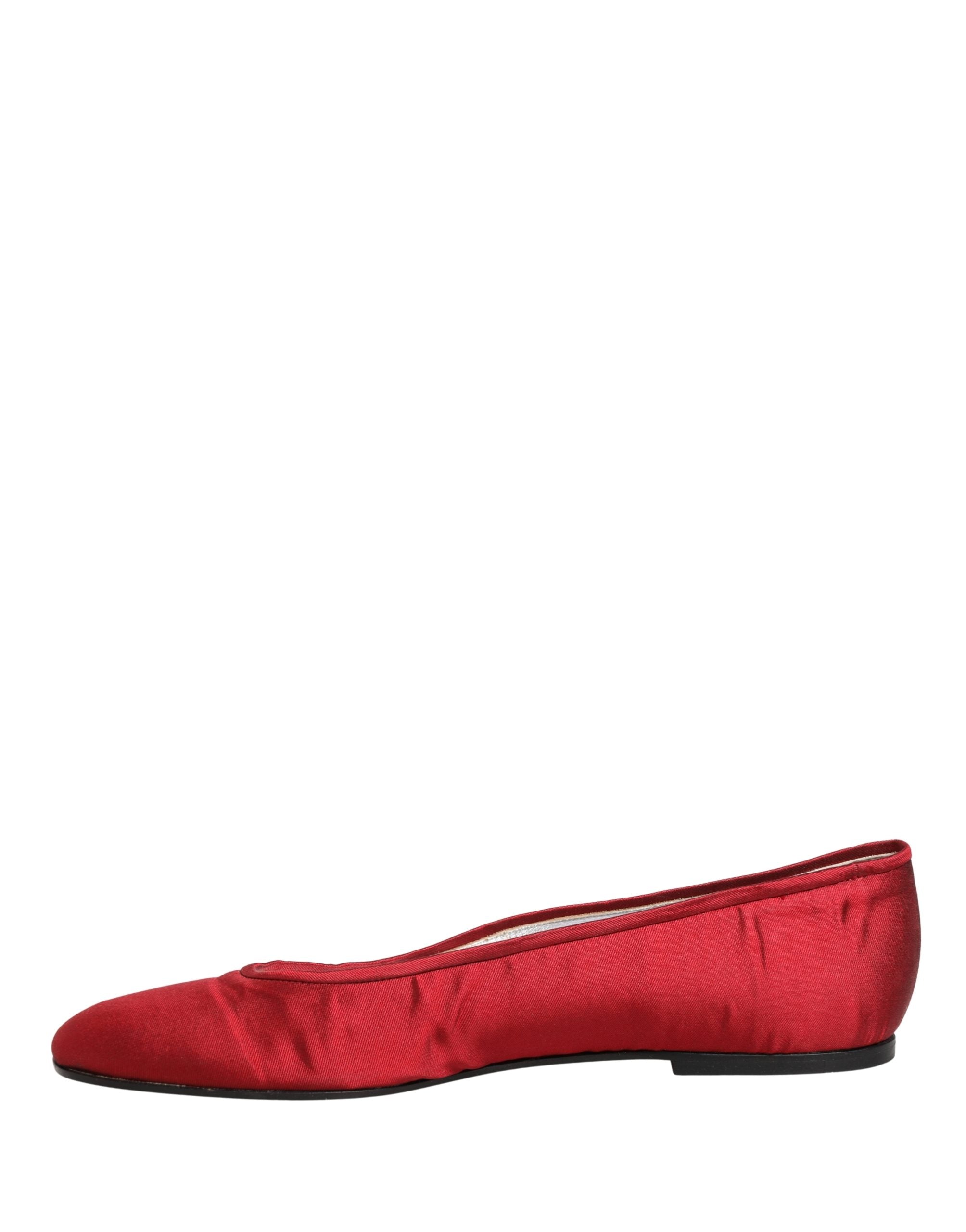 Dolce & Gabbana Red Satin Fabric Ballet Slip On Flats Shoes Dolce & Gabbana