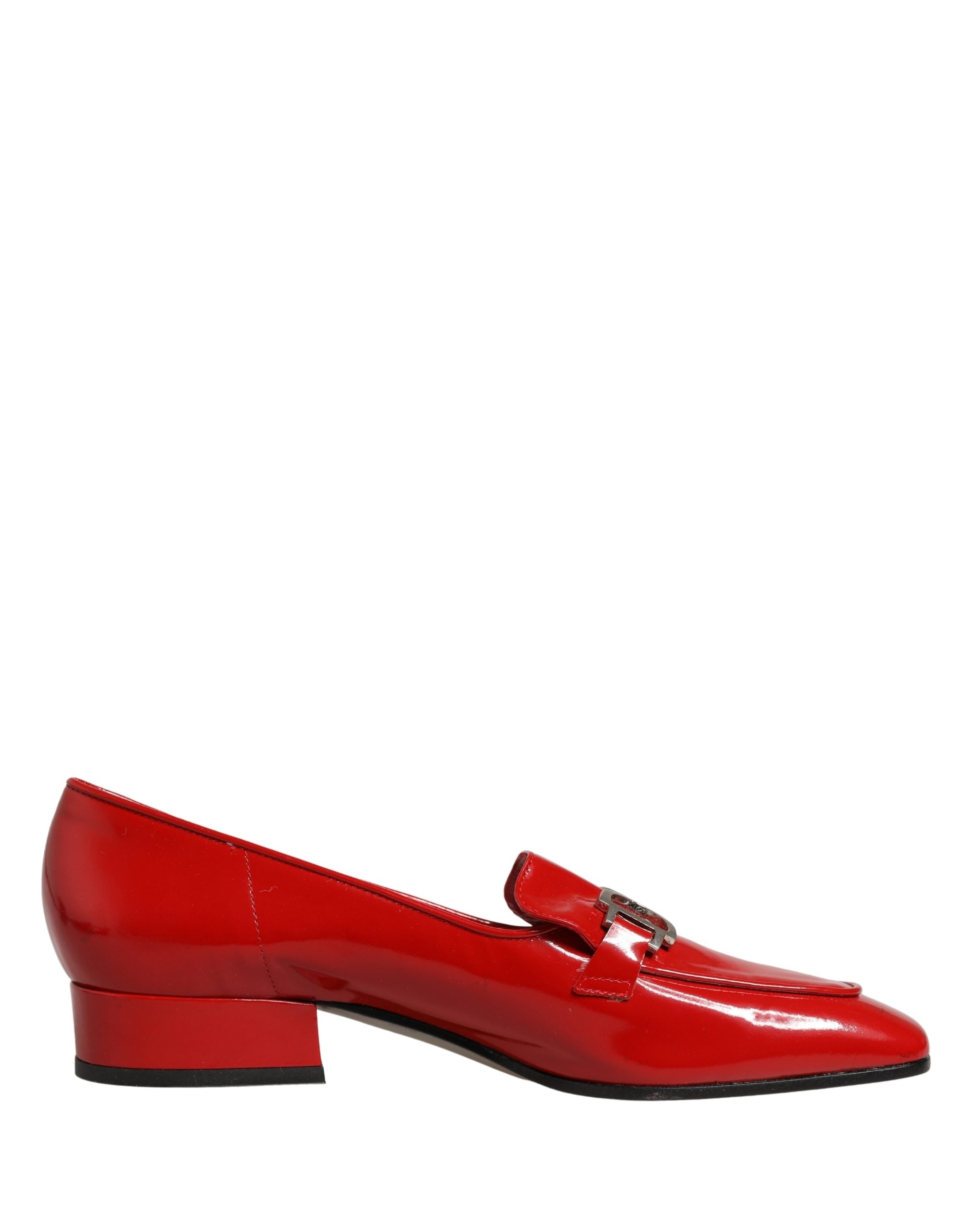 Dolce & Gabbana Red Patent Leather Moccasin Slip On Shoes Dolce & Gabbana