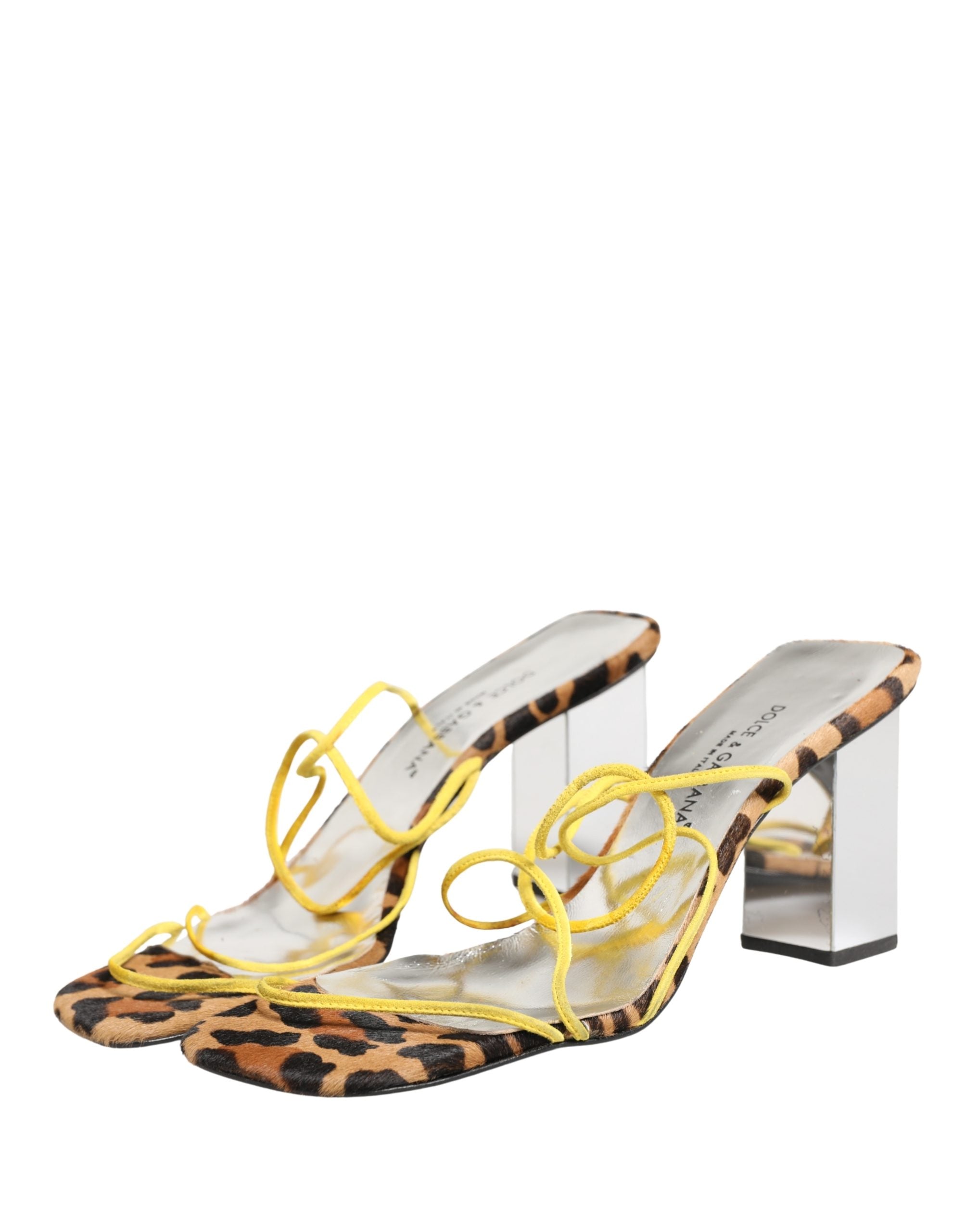 Dolce & Gabbana Multicolor Leather Block Heels Sandals Shoes Dolce & Gabbana