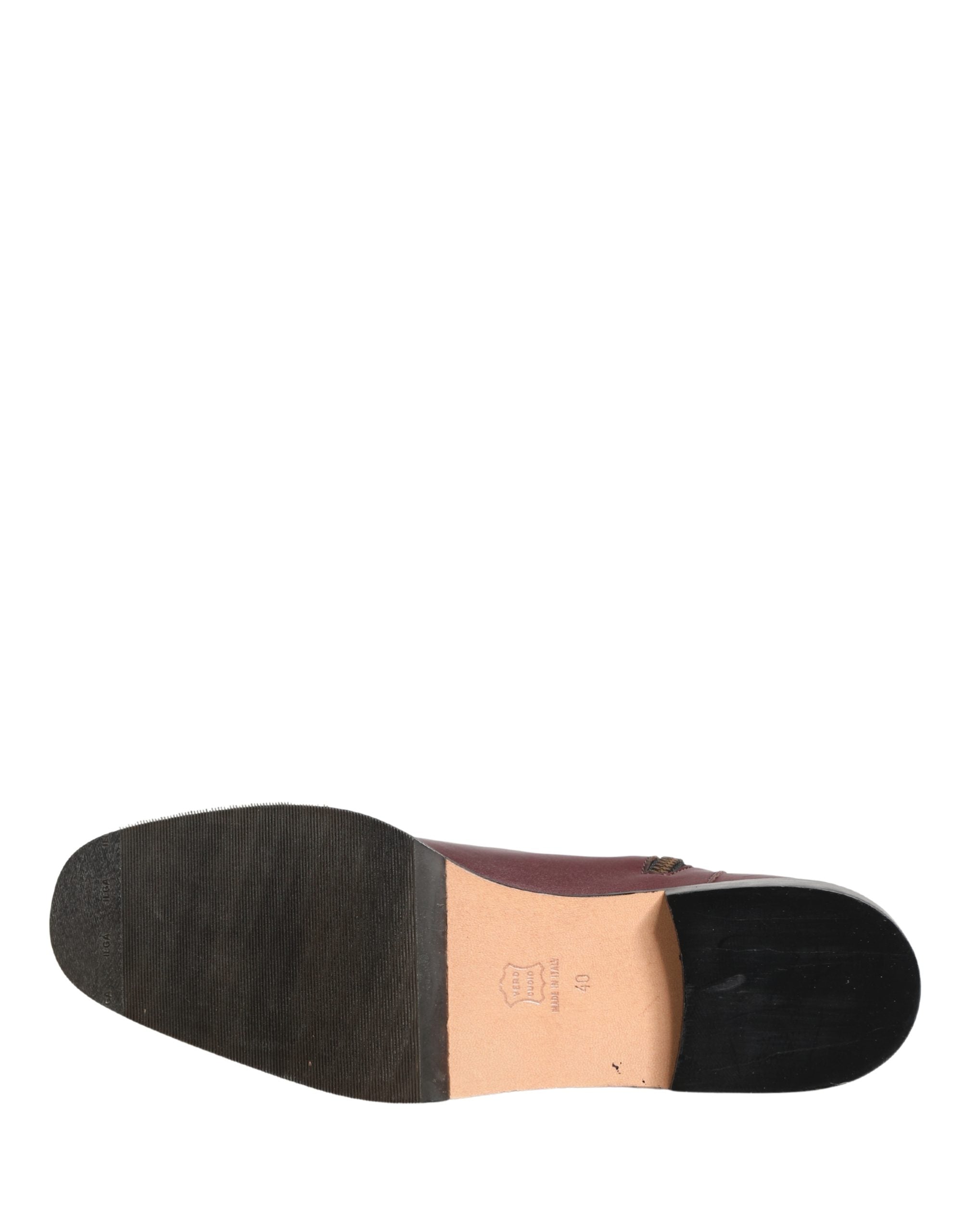 Dolce & Gabbana Maroon Leather Flats Biker Ankle Boots Shoes Dolce & Gabbana