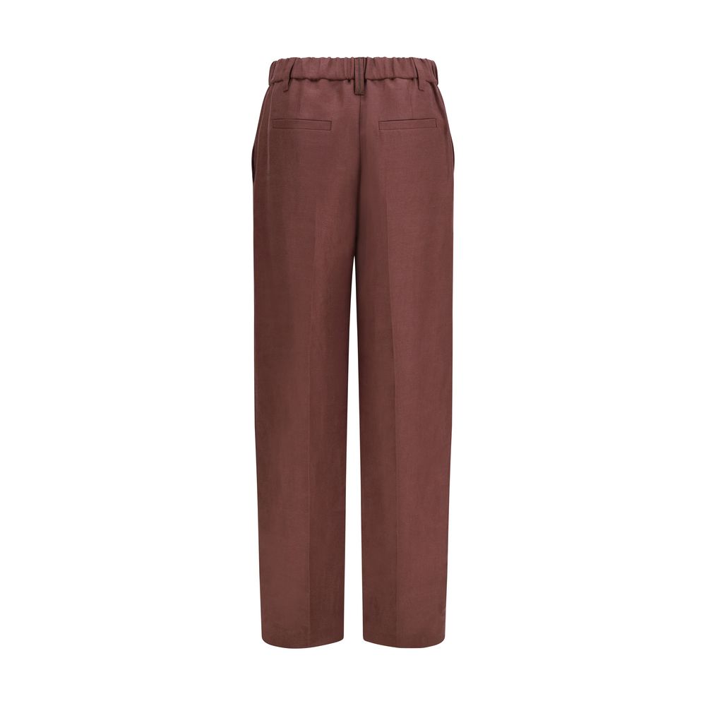 Brunello Cucinelli Brown Linen Casual Pants Brunello Cucinelli
