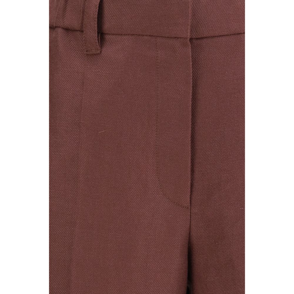 Brunello Cucinelli Brown Linen Casual Pants Brunello Cucinelli