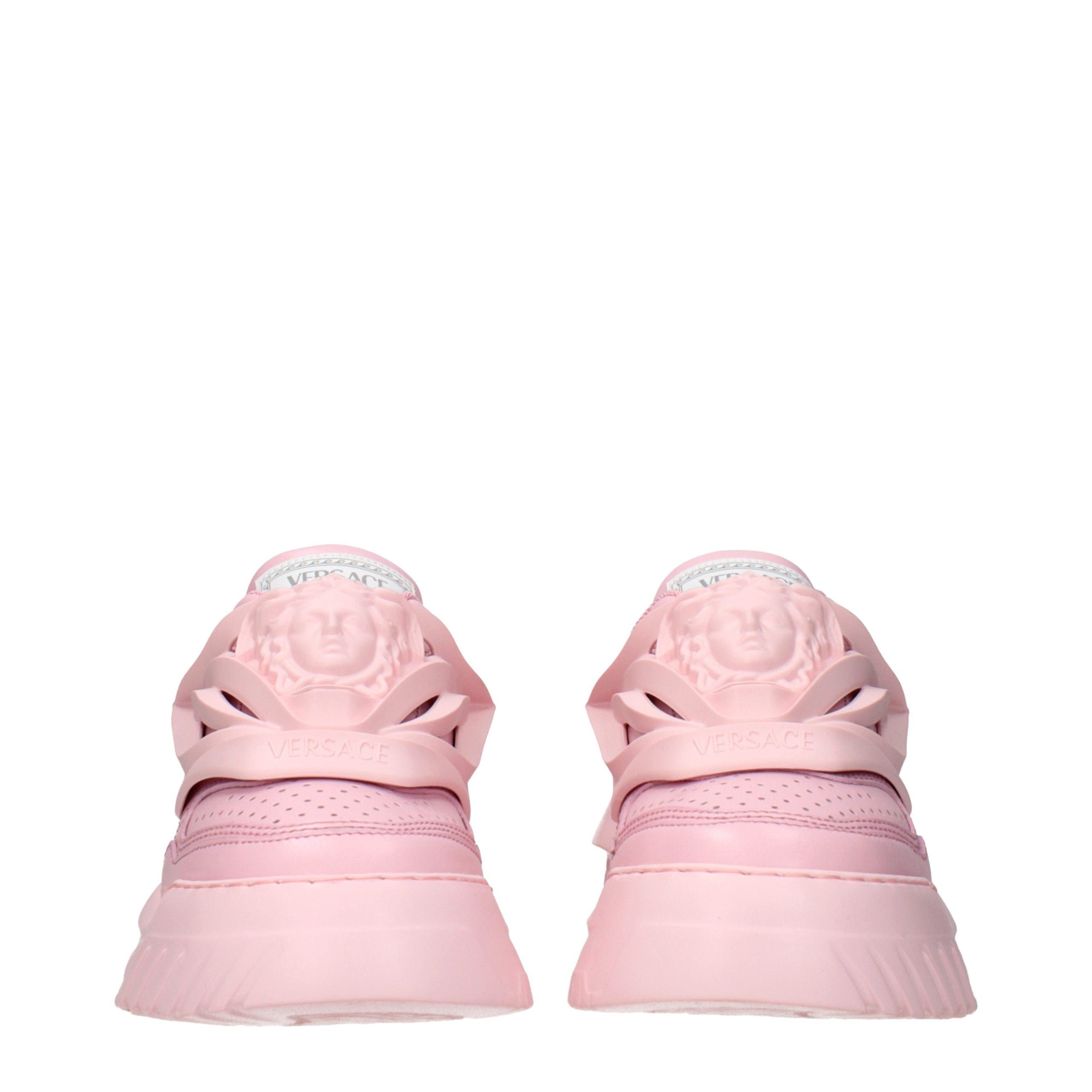 Versace Pink Leather Chunky Sneakers Versace