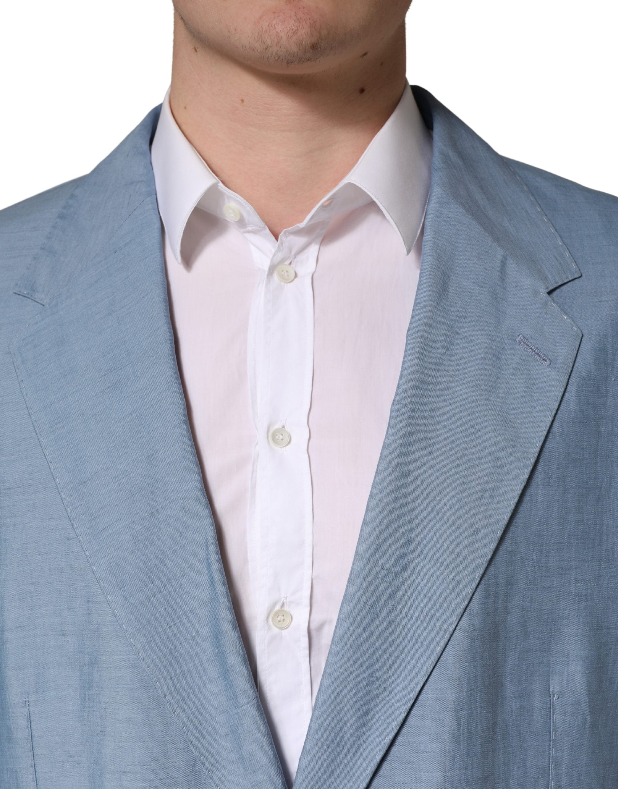 Dolce & Gabbana Light Blue Single Breasted Men Jacket Blazer Dolce & Gabbana