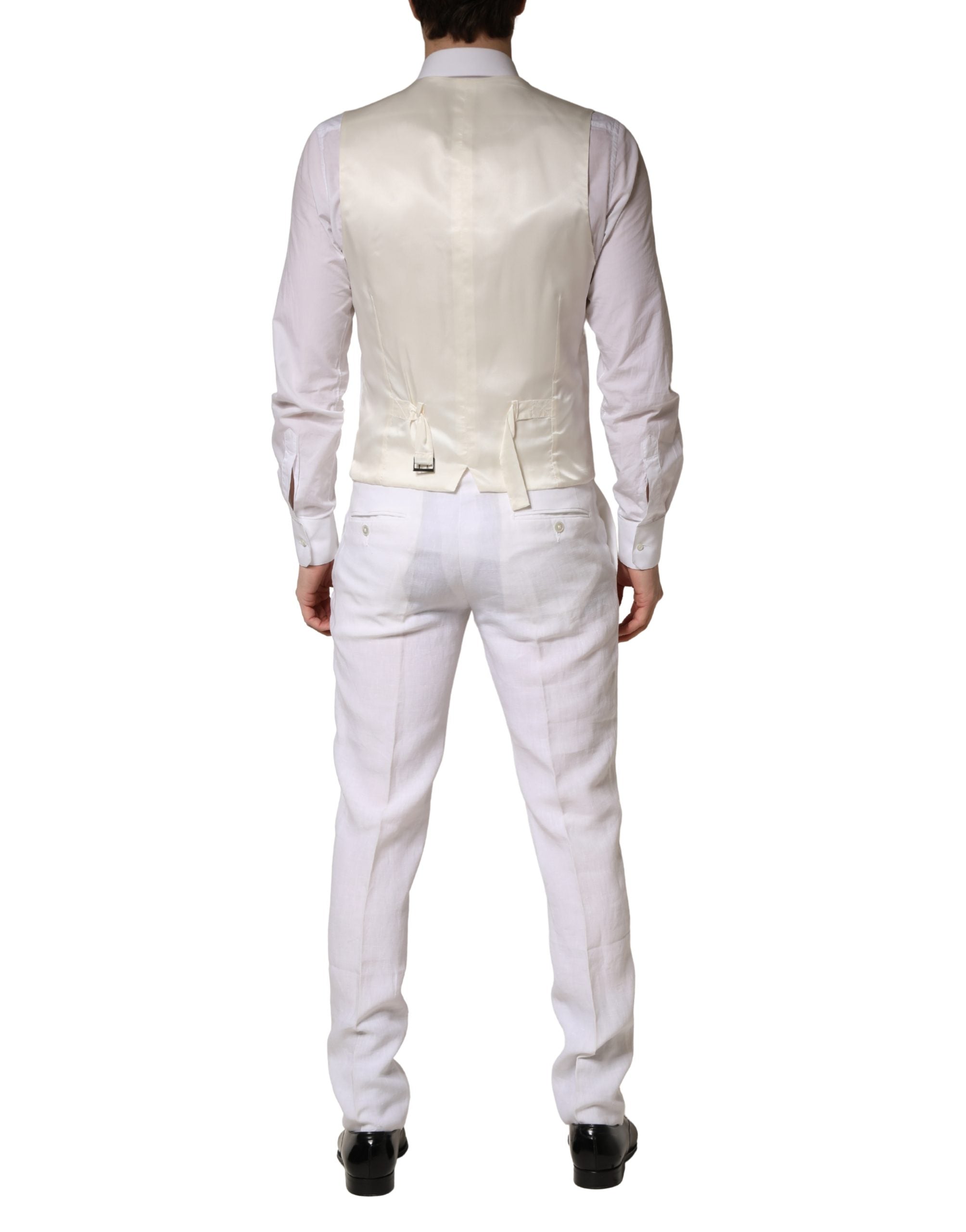 Dolce & Gabbana White SARTORIA Linen 2 Piece Men Formal Suit Dolce & Gabbana