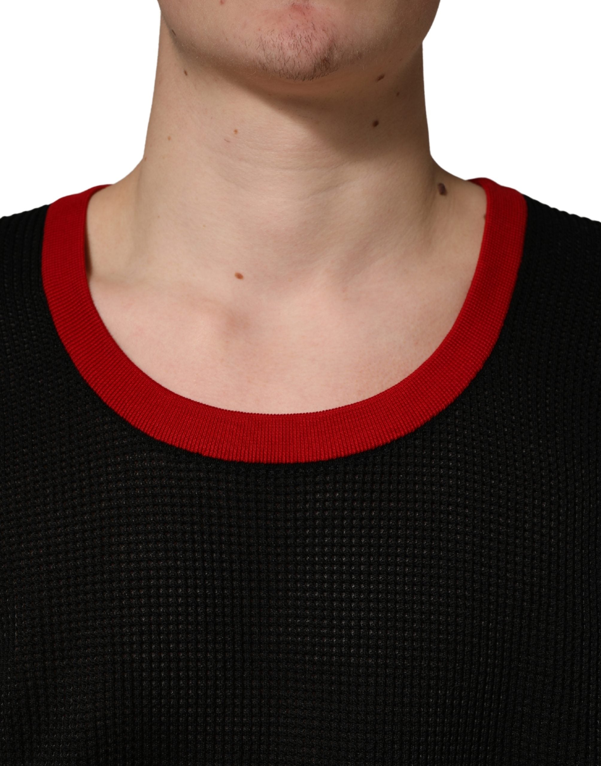 Dolce & Gabbana Black Crew Neck Sleeveless Men Knit Vest T-shirt Dolce & Gabbana