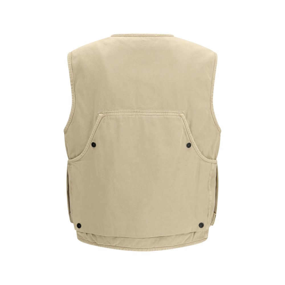 Stone Island Beige Cotton Sleveless Jacket Stone Island