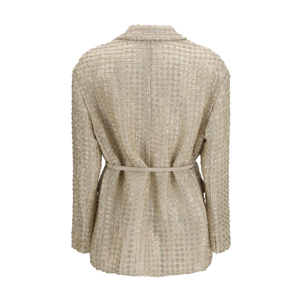 Brunello Cucinelli Beige Silk Coat Brunello Cucinelli