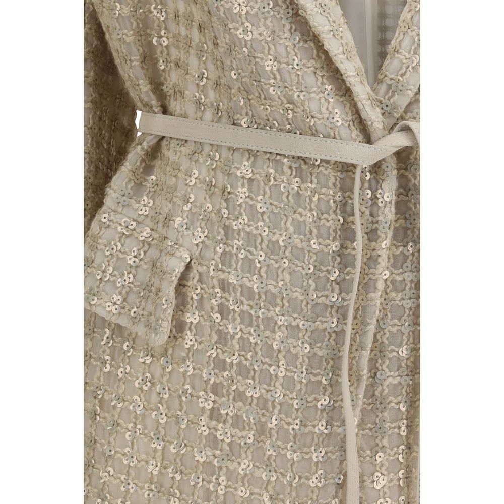 Brunello Cucinelli Beige Silk Coat Brunello Cucinelli