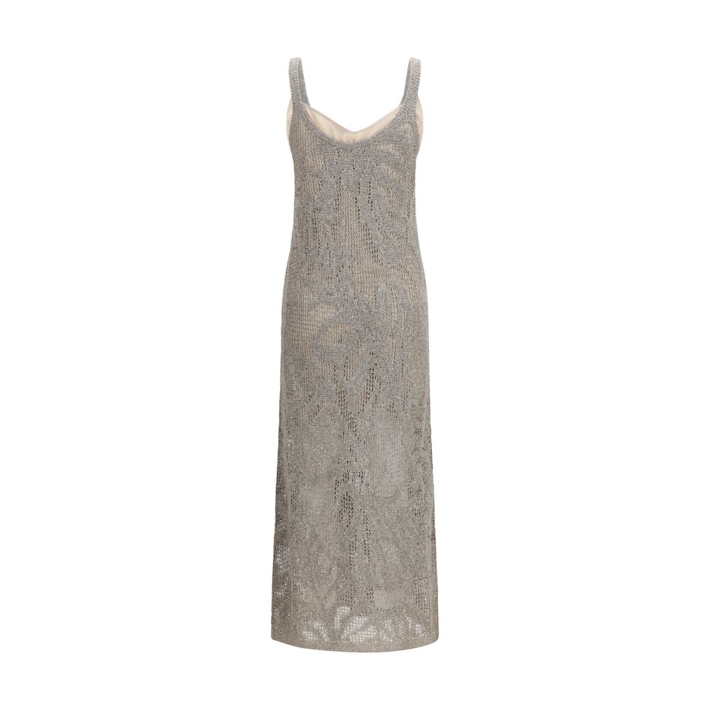 Brunello Cucinelli Gray Linen Casual Dress Brunello Cucinelli