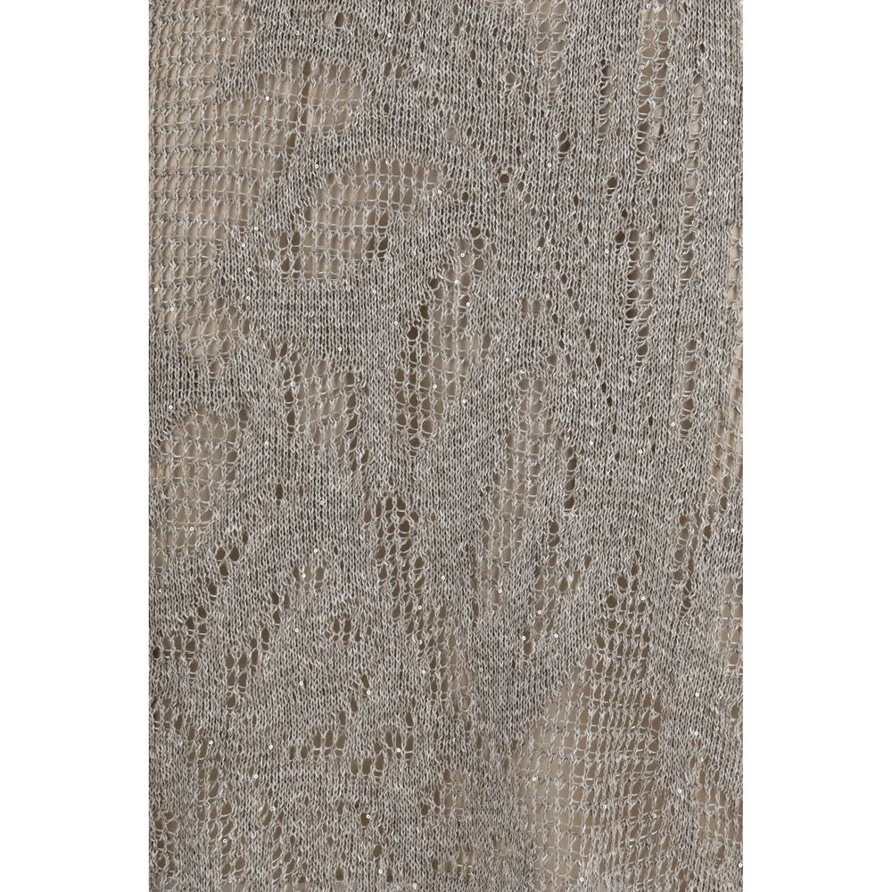 Brunello Cucinelli Gray Linen Casual Dress Brunello Cucinelli