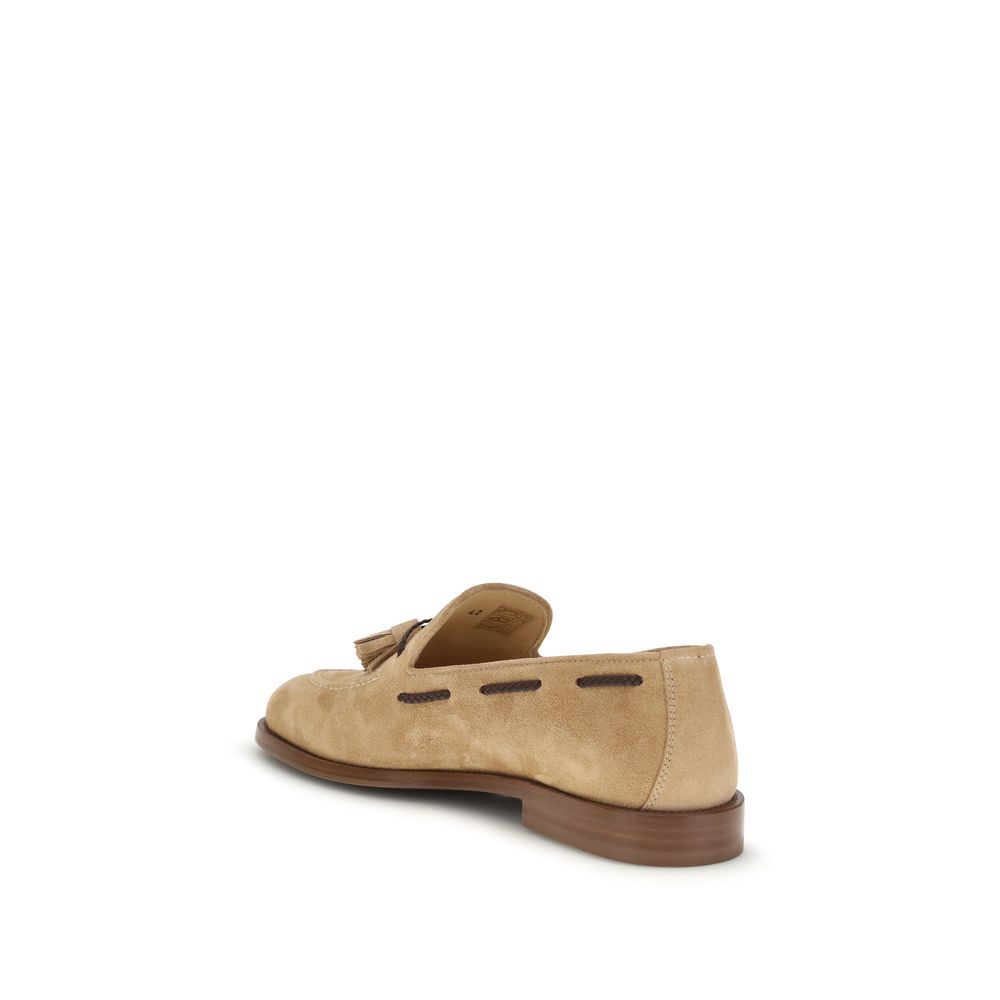 Brunello Cucinelli Brown Calf Leather Bos Taurus Slip-On Loafers Brunello Cucinelli