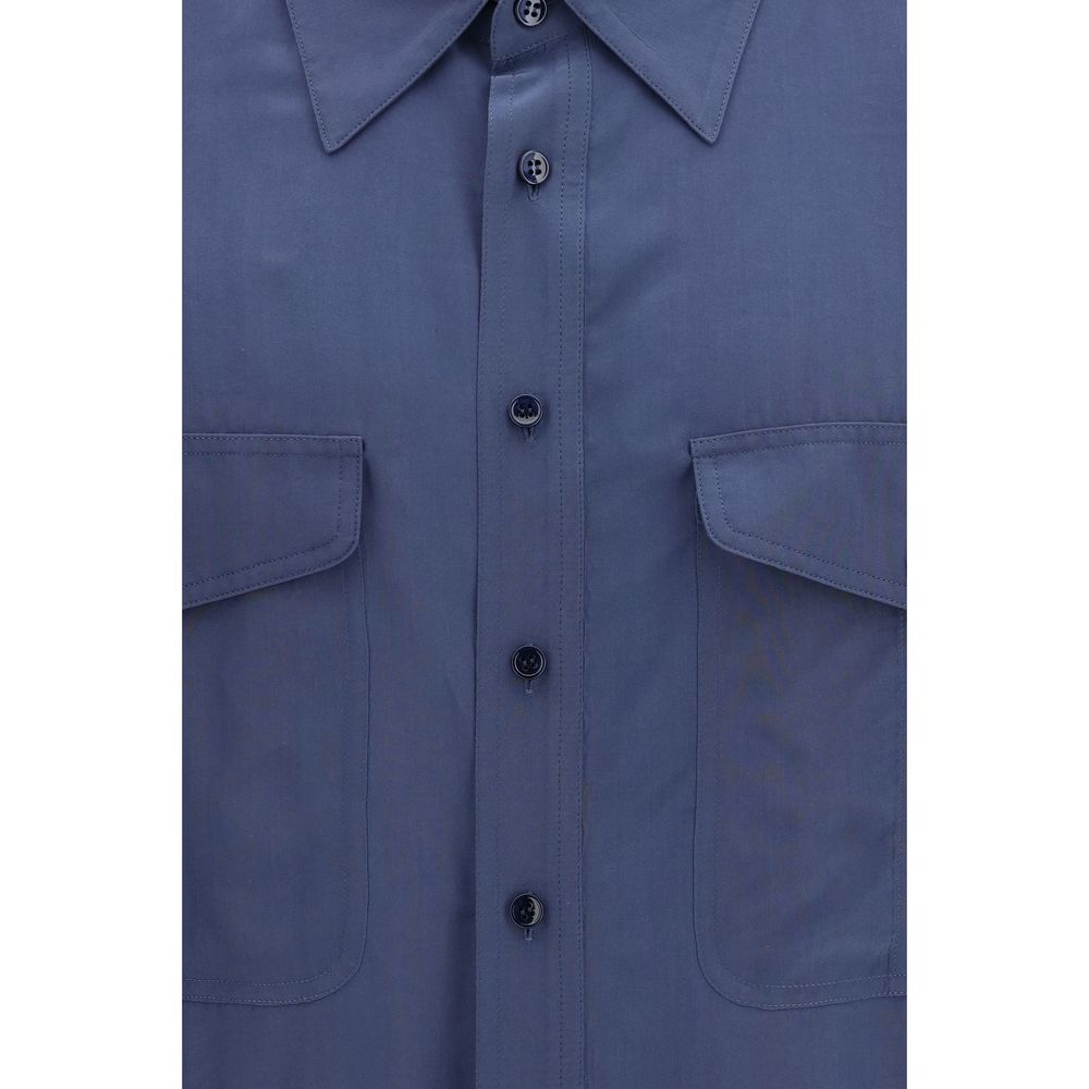 Saint Laurent Blue Viscose Dress Shirt Saint Laurent