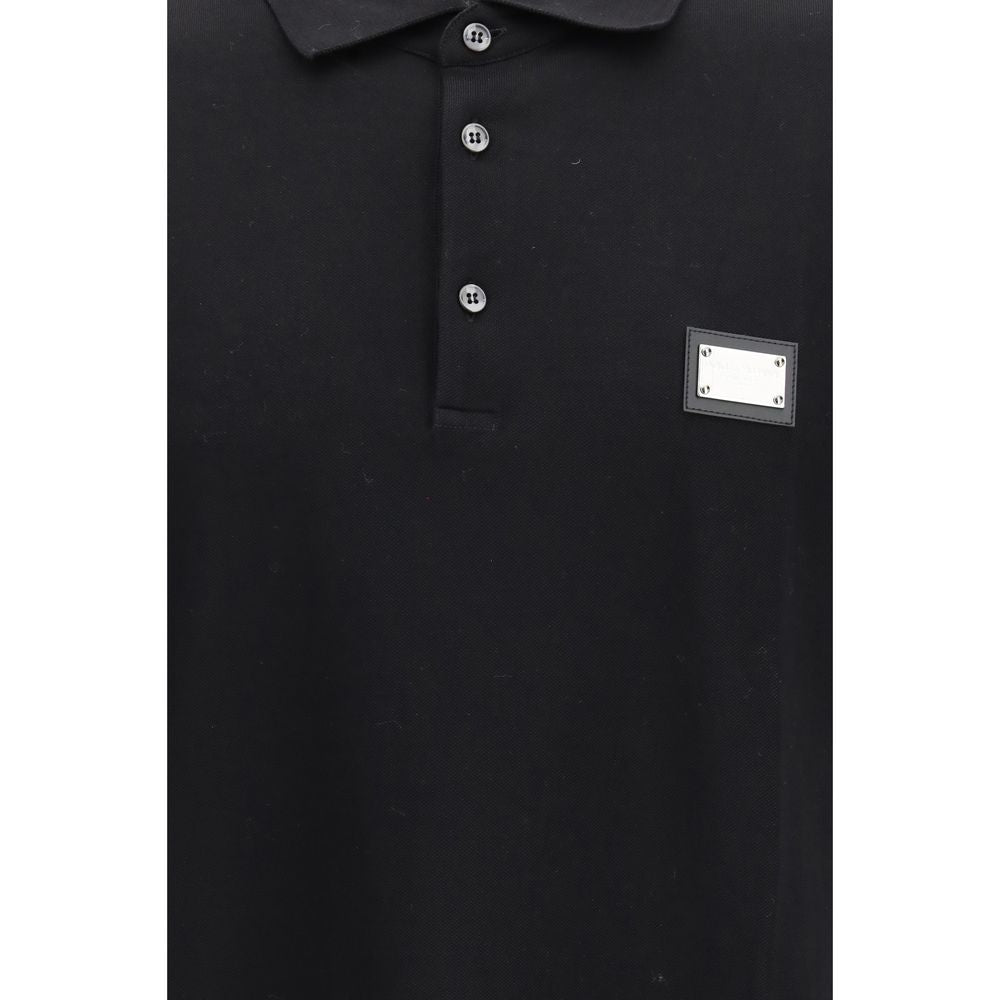 Dolce & Gabbana Black Cotton Polo Shirt Dolce & Gabbana
