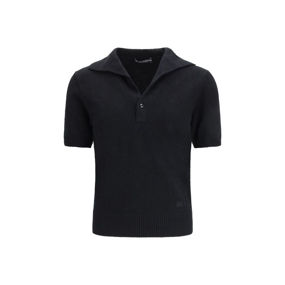 Dolce & Gabbana Black Cotton Polo Shirt Dolce & Gabbana